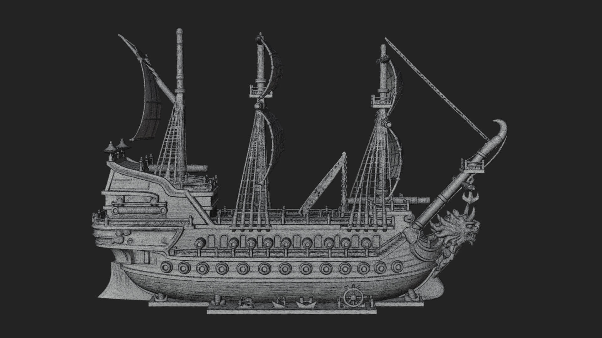 Dragon Prow Galleon Model Design 1 3D Print Model 3D Model