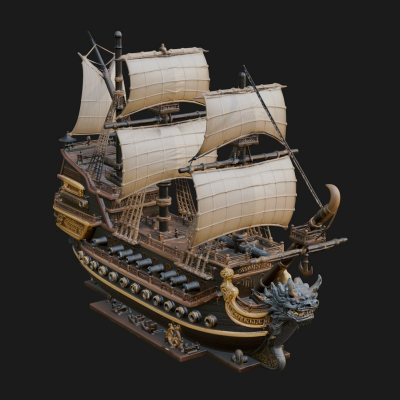 Dragon Prow Galleon Model Design 1 3D Print Model