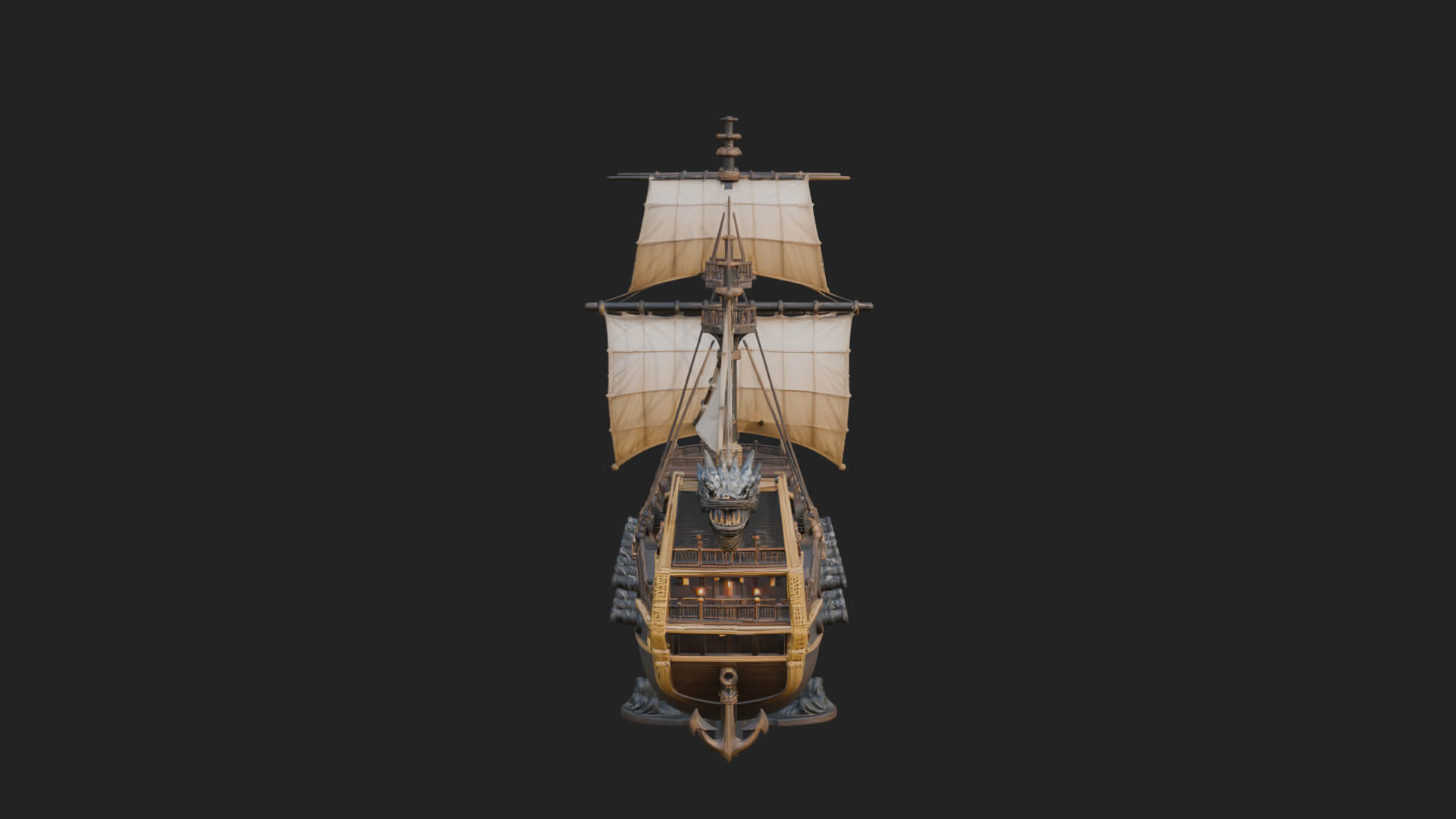 Dragon Prow Galleon Model Design 2 3D Print Model 3D Model