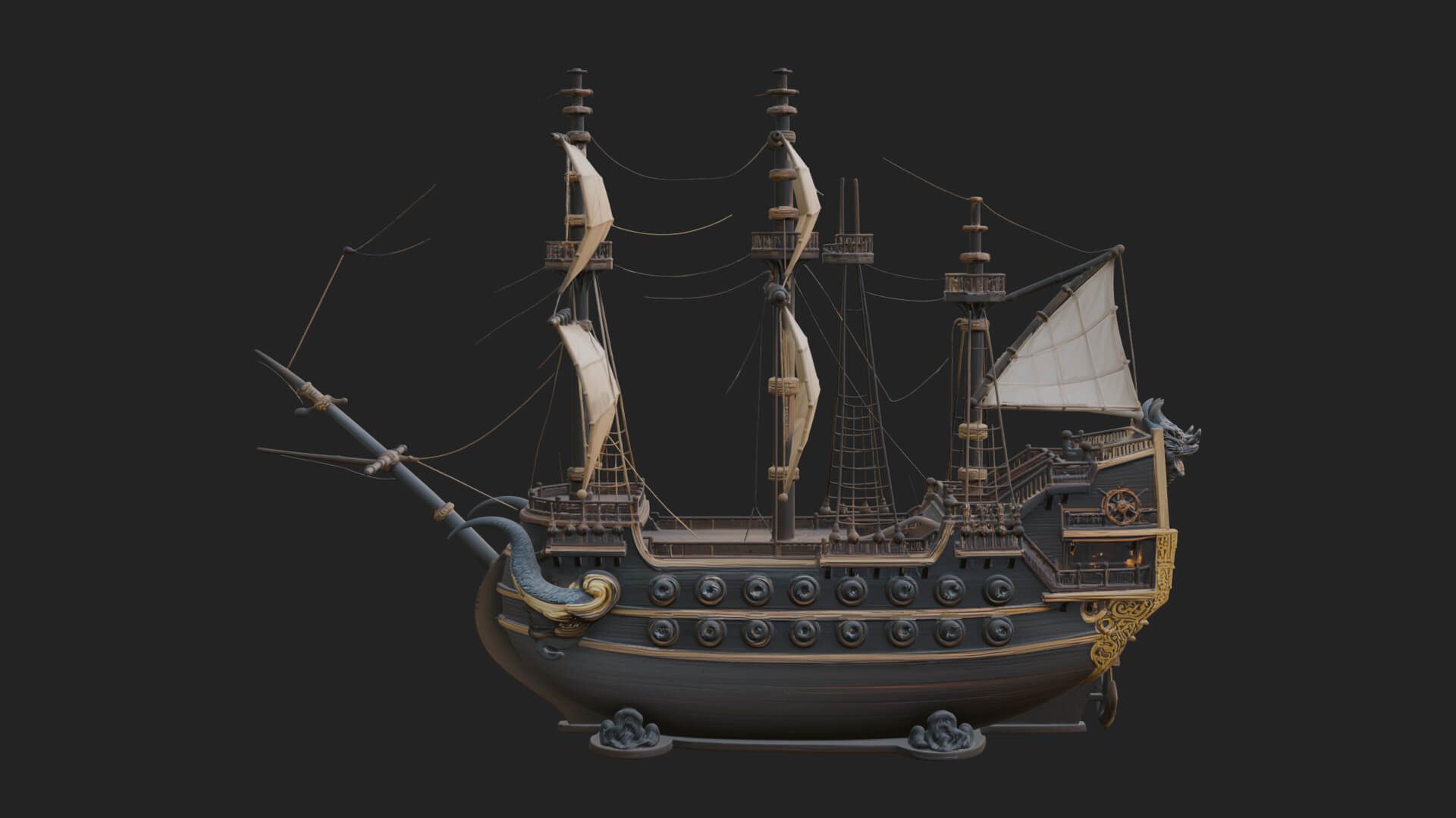 Dragon Prow Galleon Model Design 2 3D Print Model 3D Model