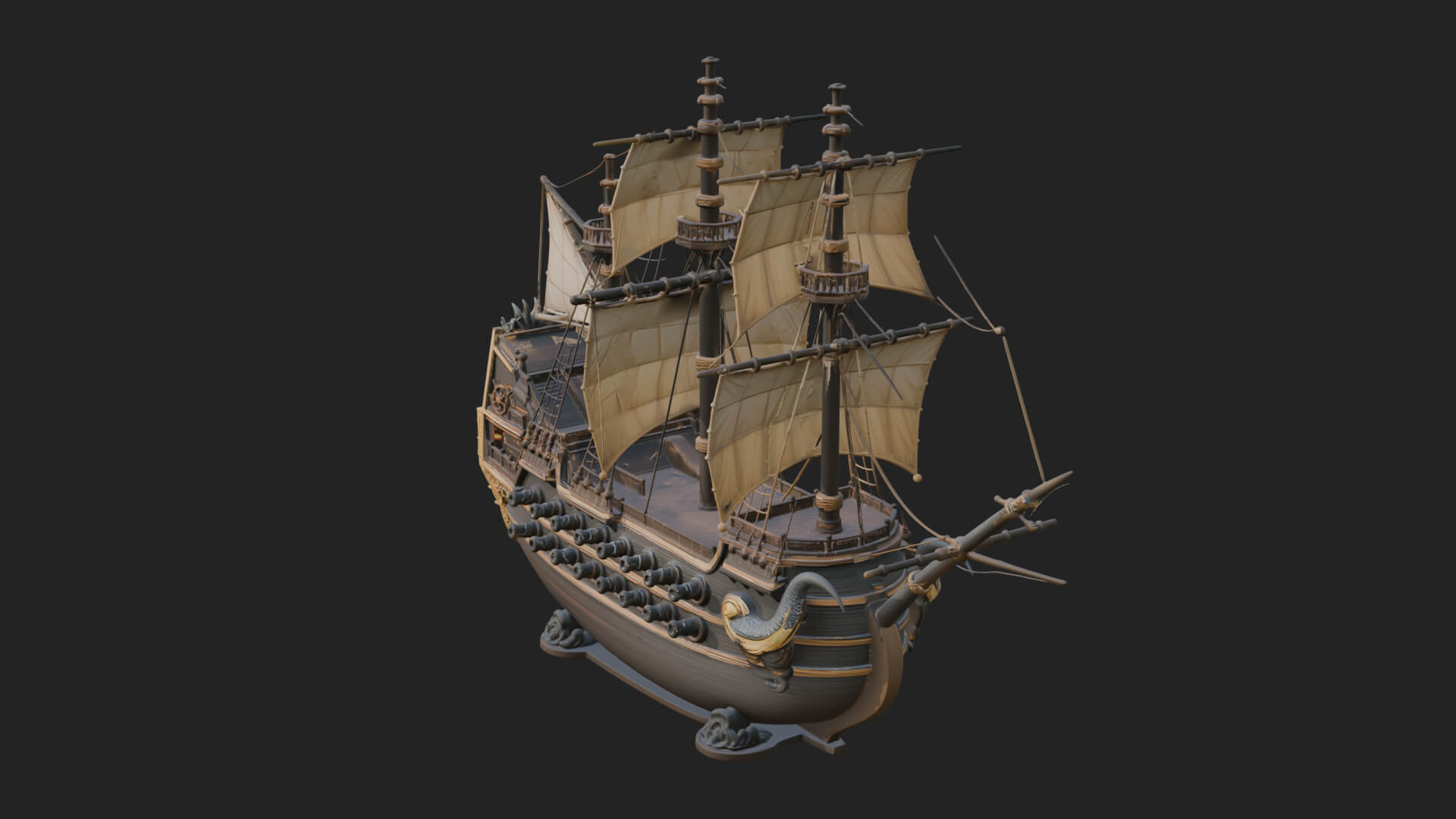 Dragon Prow Galleon Model Design 2 3D Print Model 3D Model