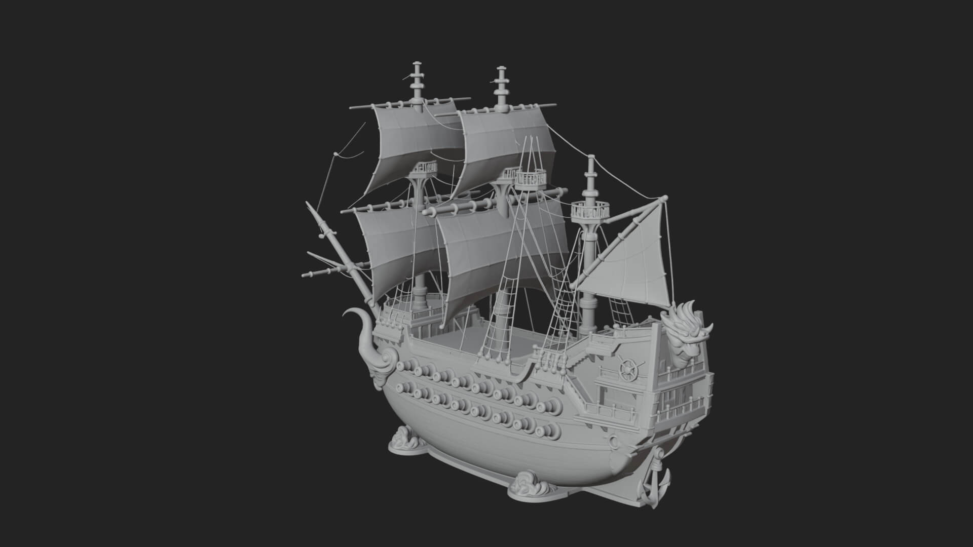 Dragon Prow Galleon Model Design 2 3D Print Model 3D Model