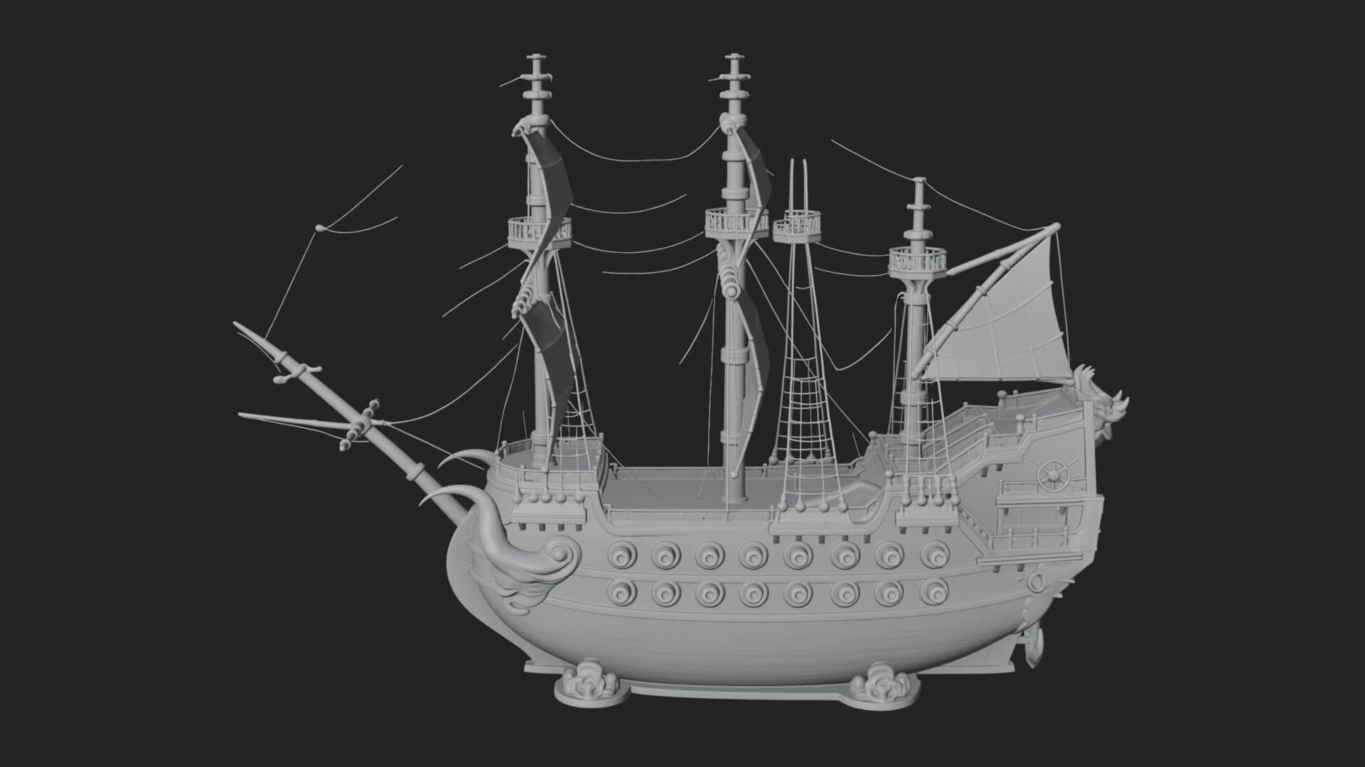 Dragon Prow Galleon Model Design 2 3D Print Model 3D Model