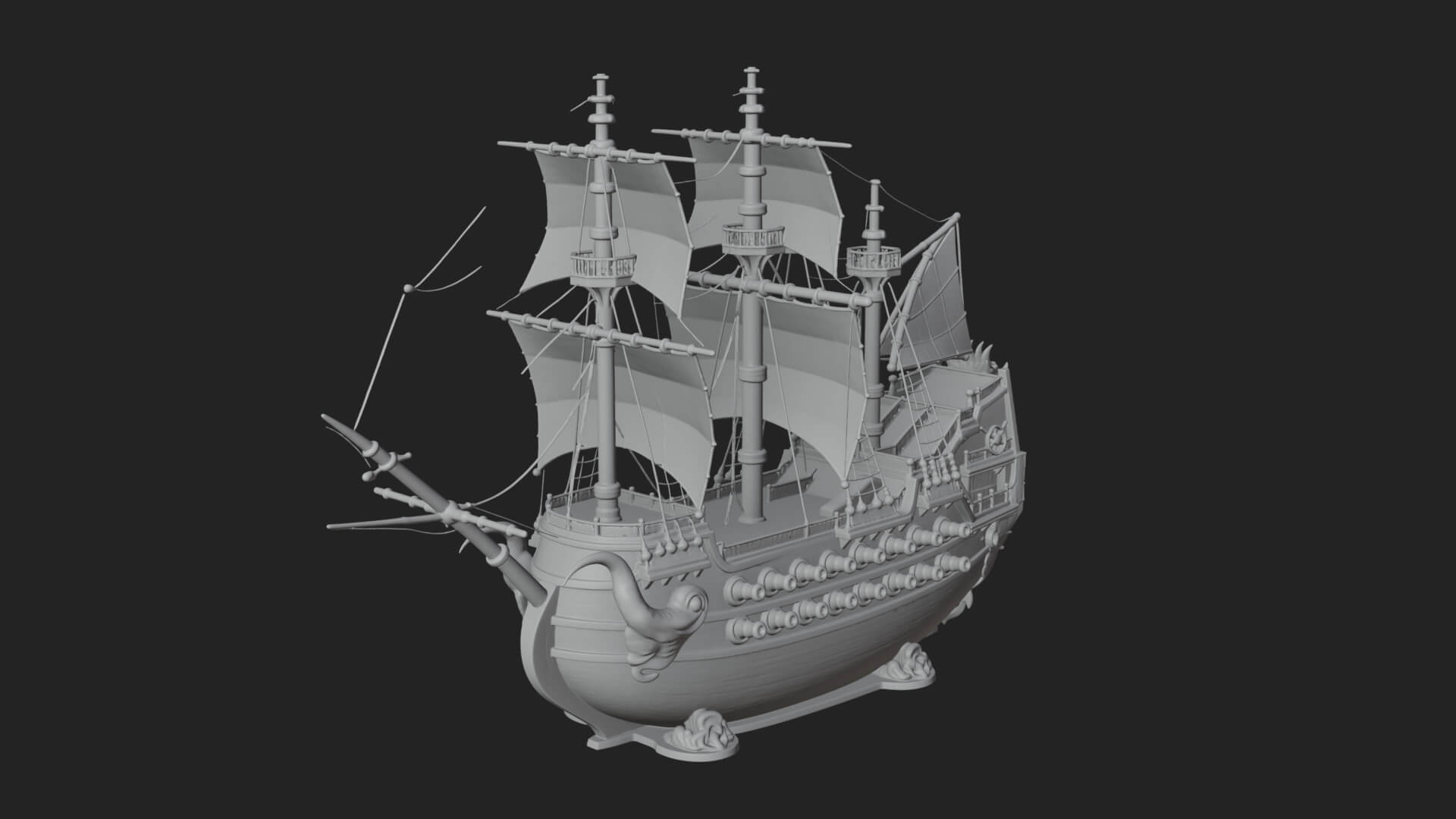 Dragon Prow Galleon Model Design 2 3D Print Model 3D Model