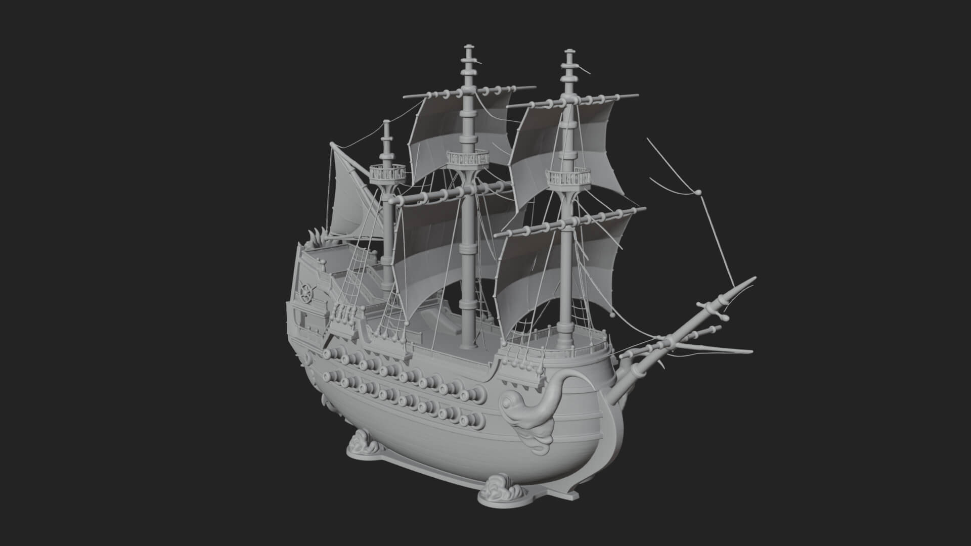 Dragon Prow Galleon Model Design 2 3D Print Model 3D Model