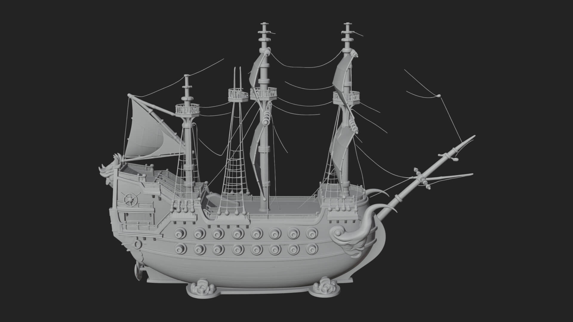 Dragon Prow Galleon Model Design 2 3D Print Model 3D Model