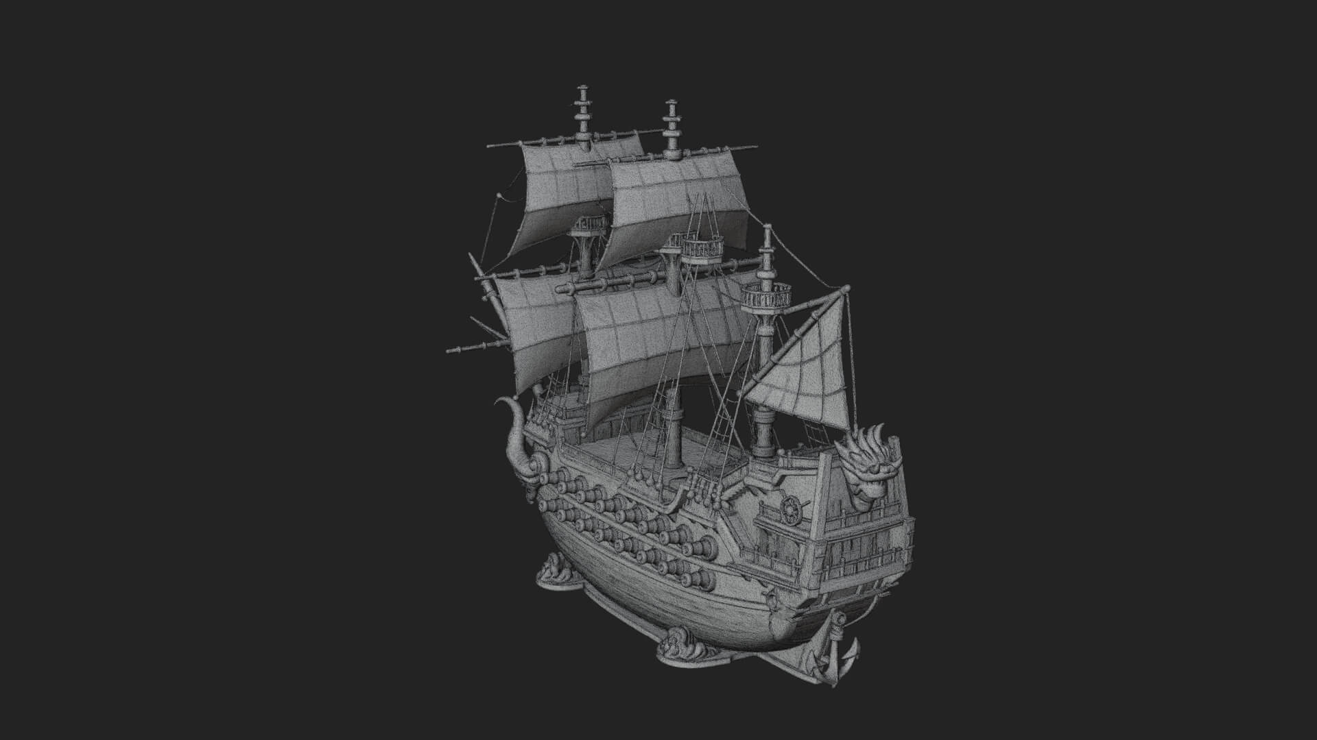 Dragon Prow Galleon Model Design 2 3D Print Model 3D Model