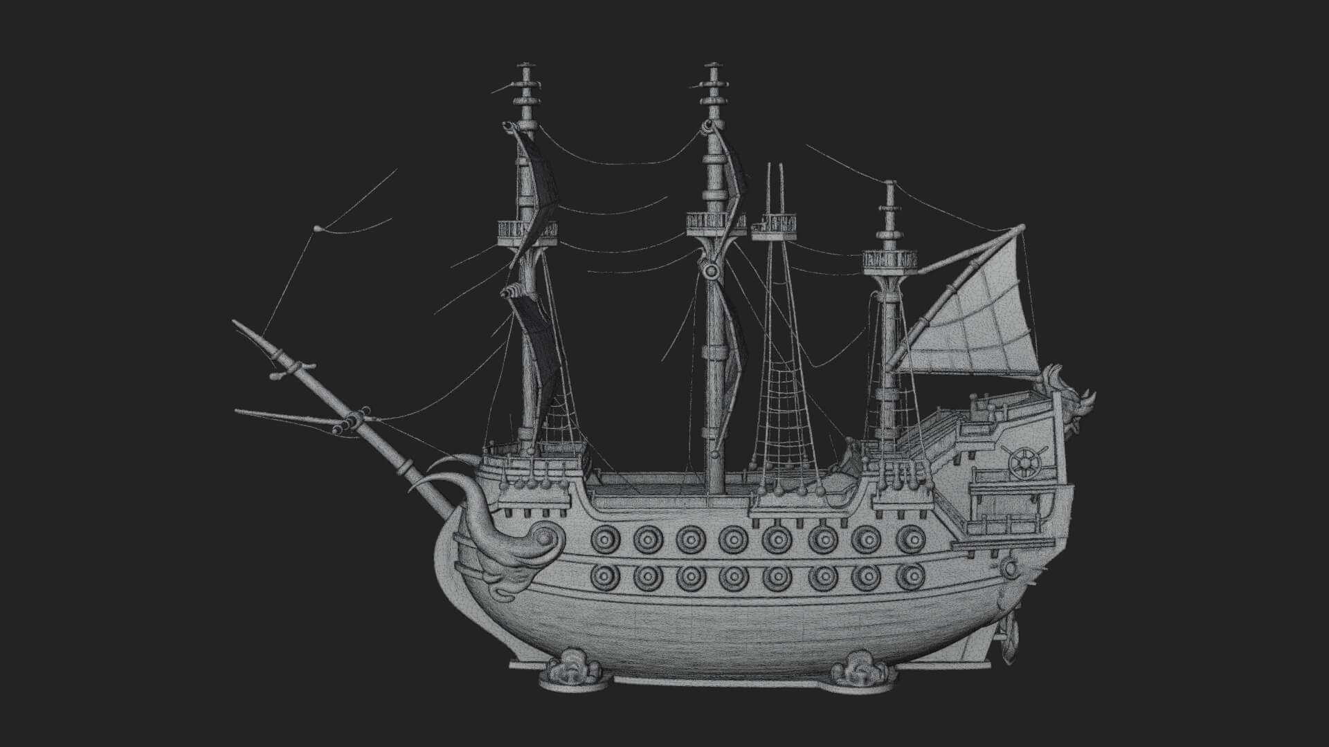 Dragon Prow Galleon Model Design 2 3D Print Model 3D Model