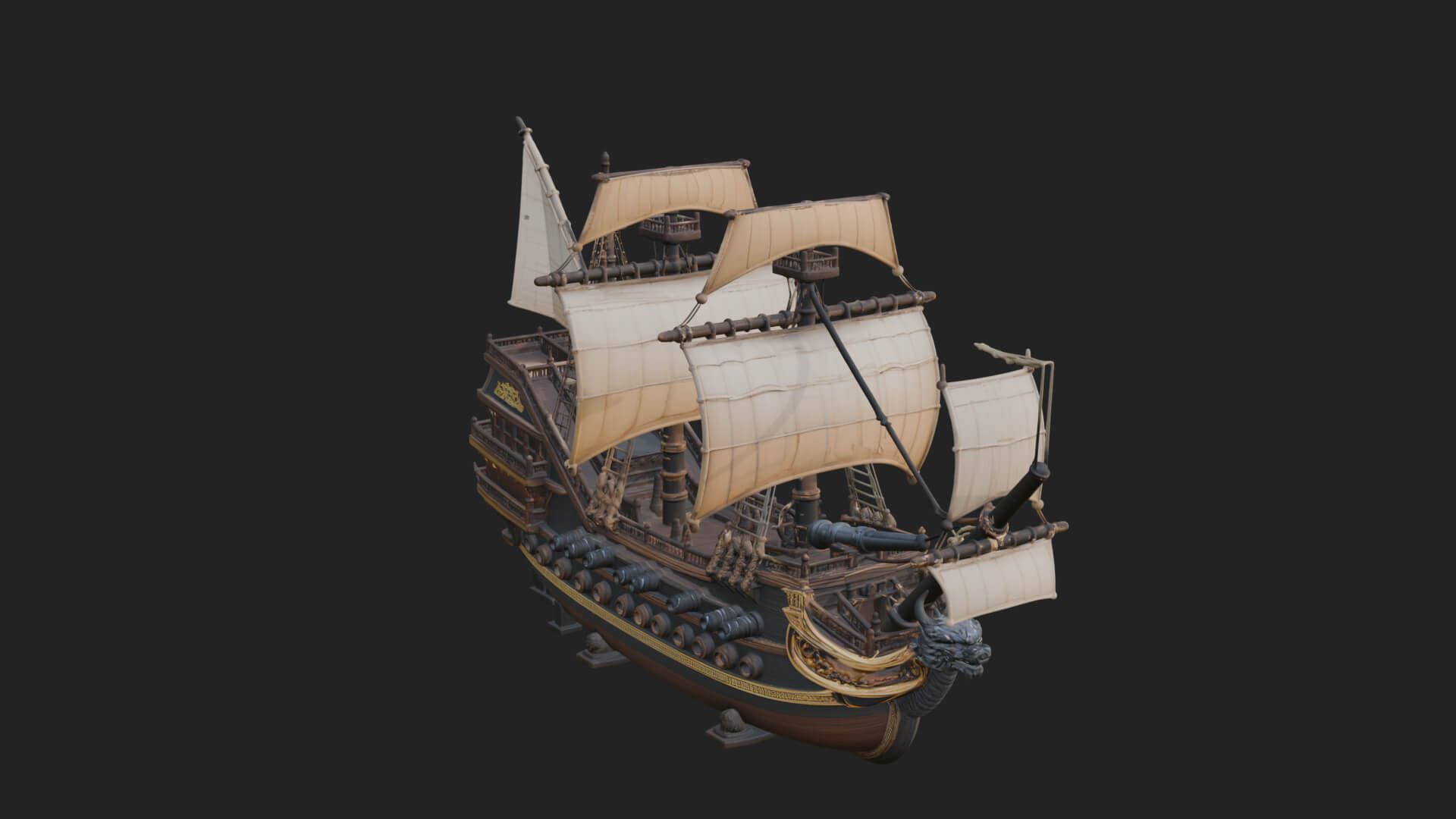 Dragon Prow Galleon Model Design 3 3D Print Model 3D Model