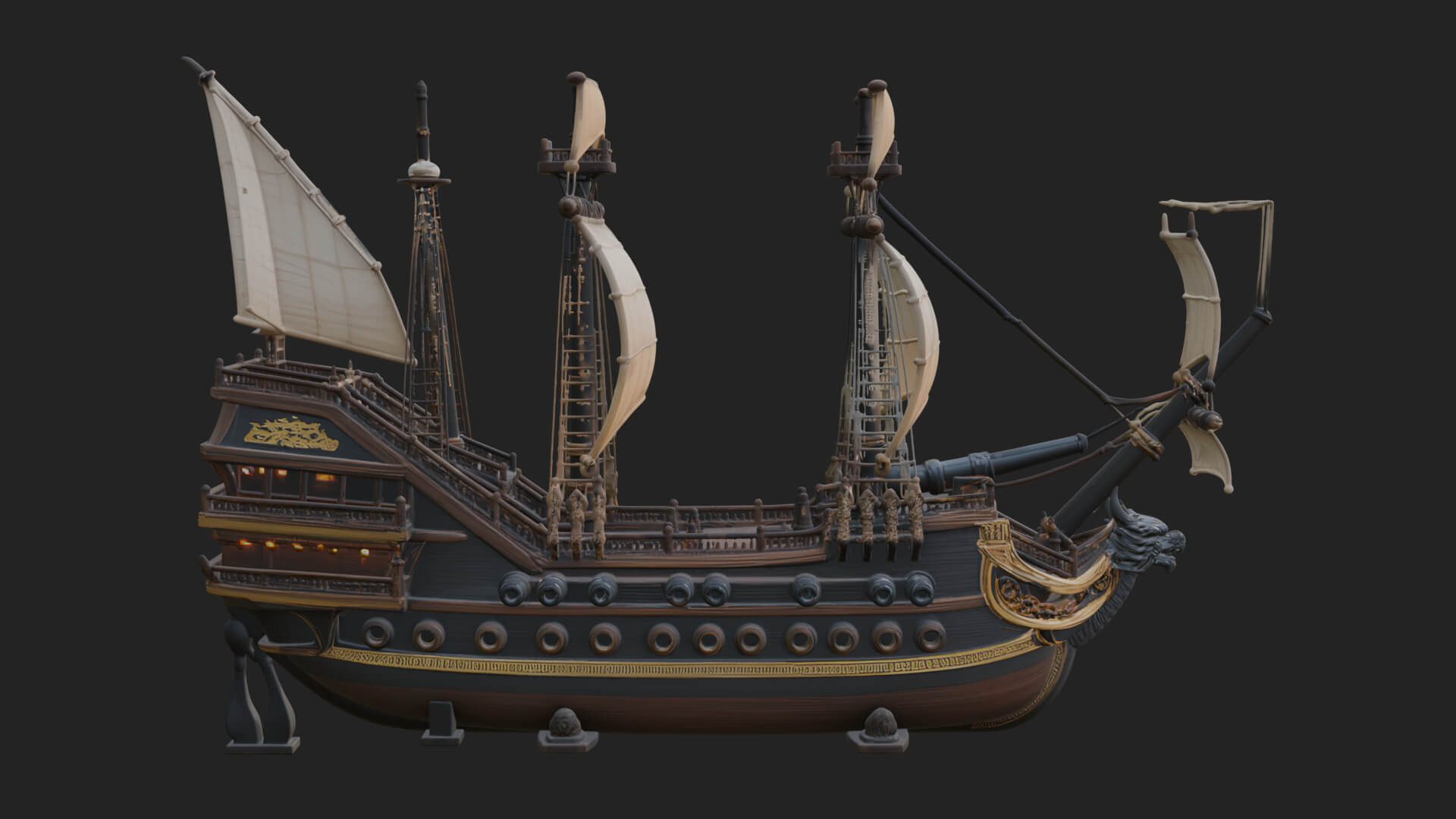 Dragon Prow Galleon Model Design 3 3D Print Model 3D Model