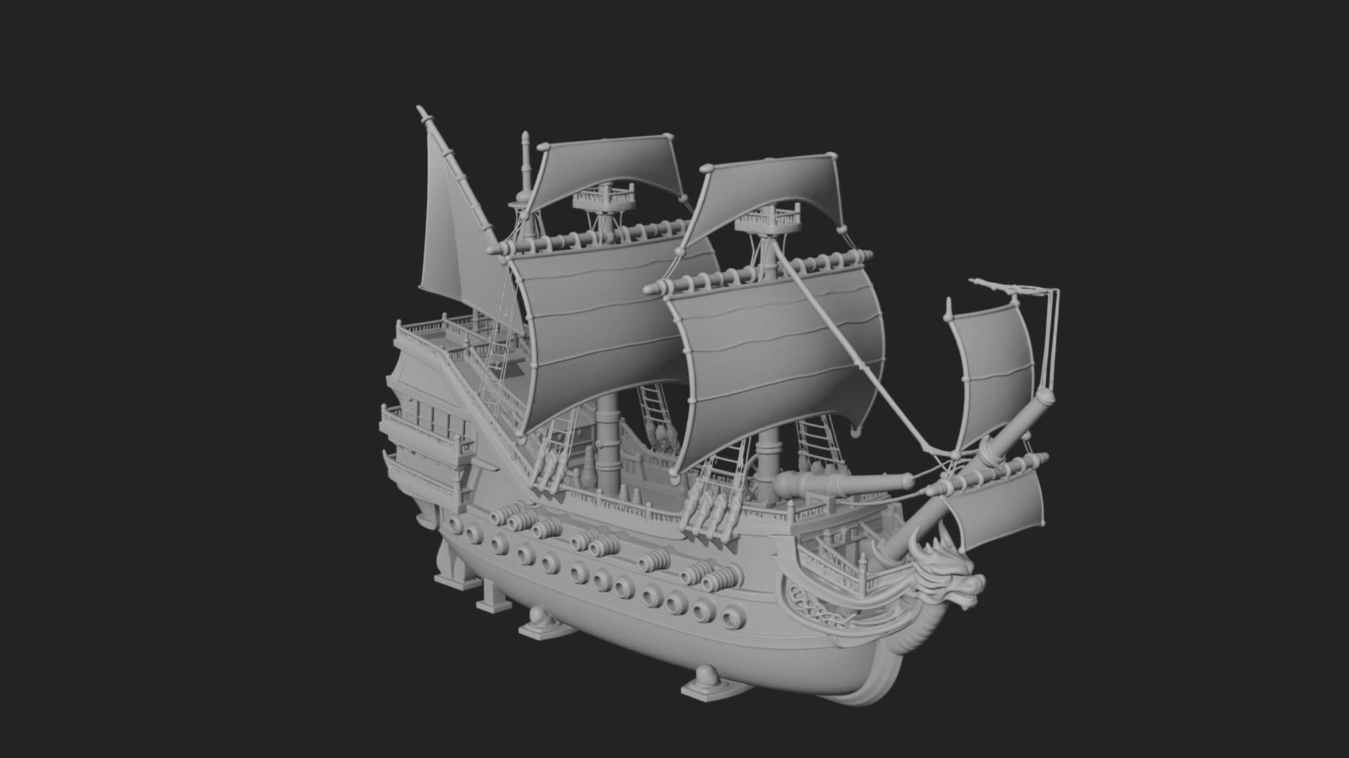 Dragon Prow Galleon Model Design 3 3D Print Model 3D Model