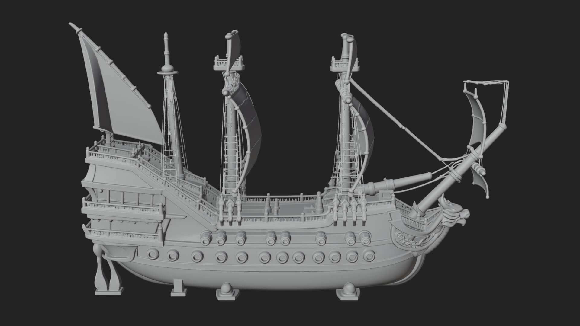 Dragon Prow Galleon Model Design 3 3D Print Model 3D Model