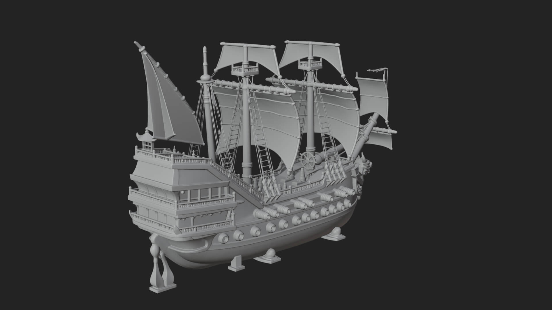 Dragon Prow Galleon Model Design 3 3D Print Model 3D Model