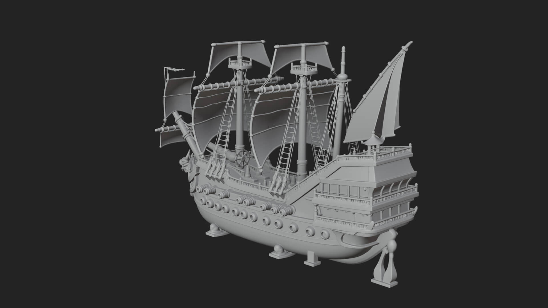 Dragon Prow Galleon Model Design 3 3D Print Model 3D Model