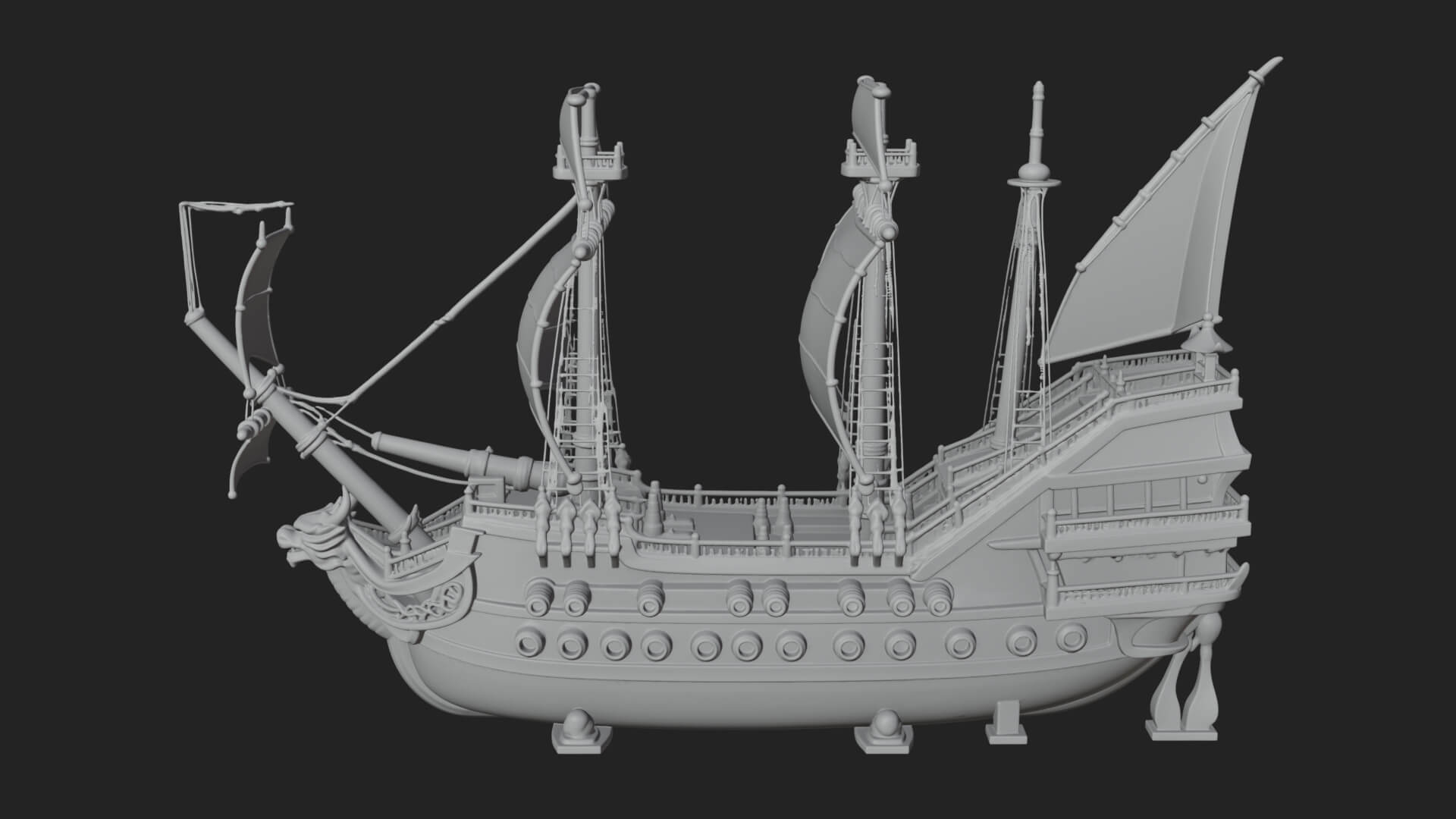 Dragon Prow Galleon Model Design 3 3D Print Model 3D Model