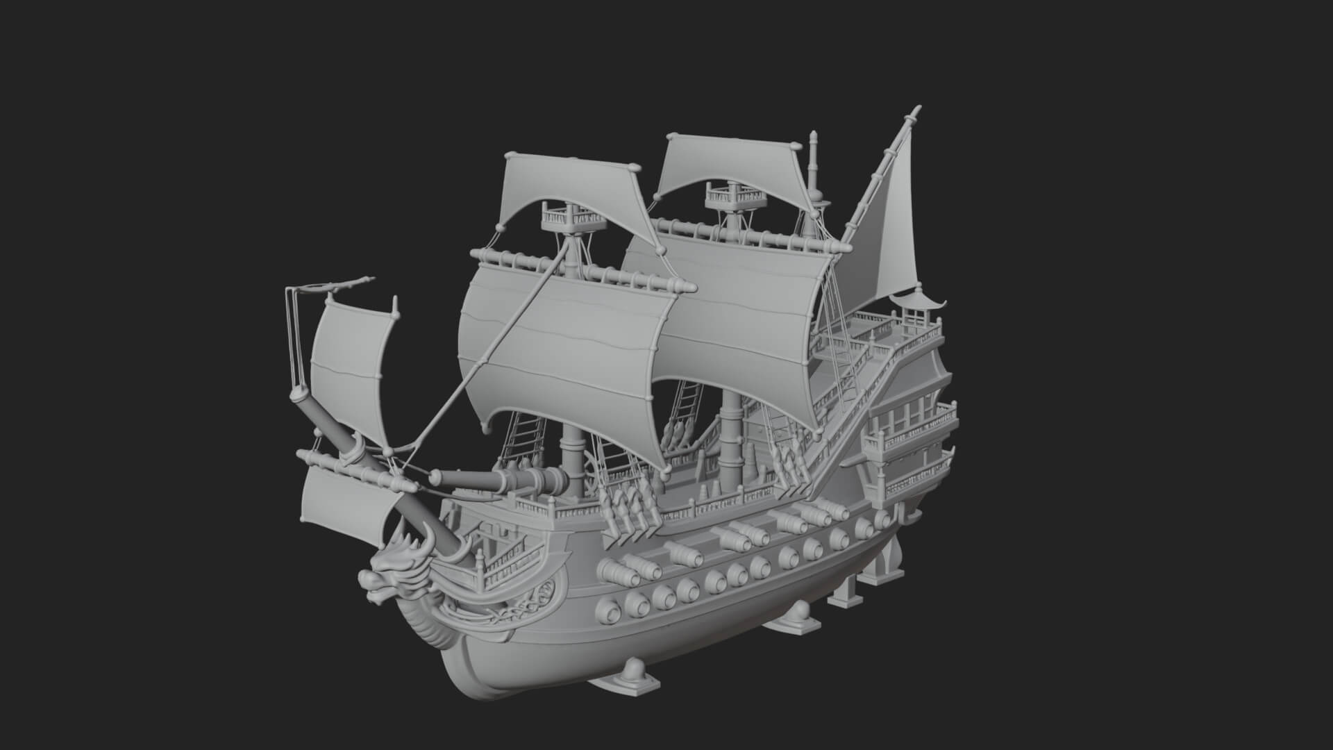Dragon Prow Galleon Model Design 3 3D Print Model 3D Model