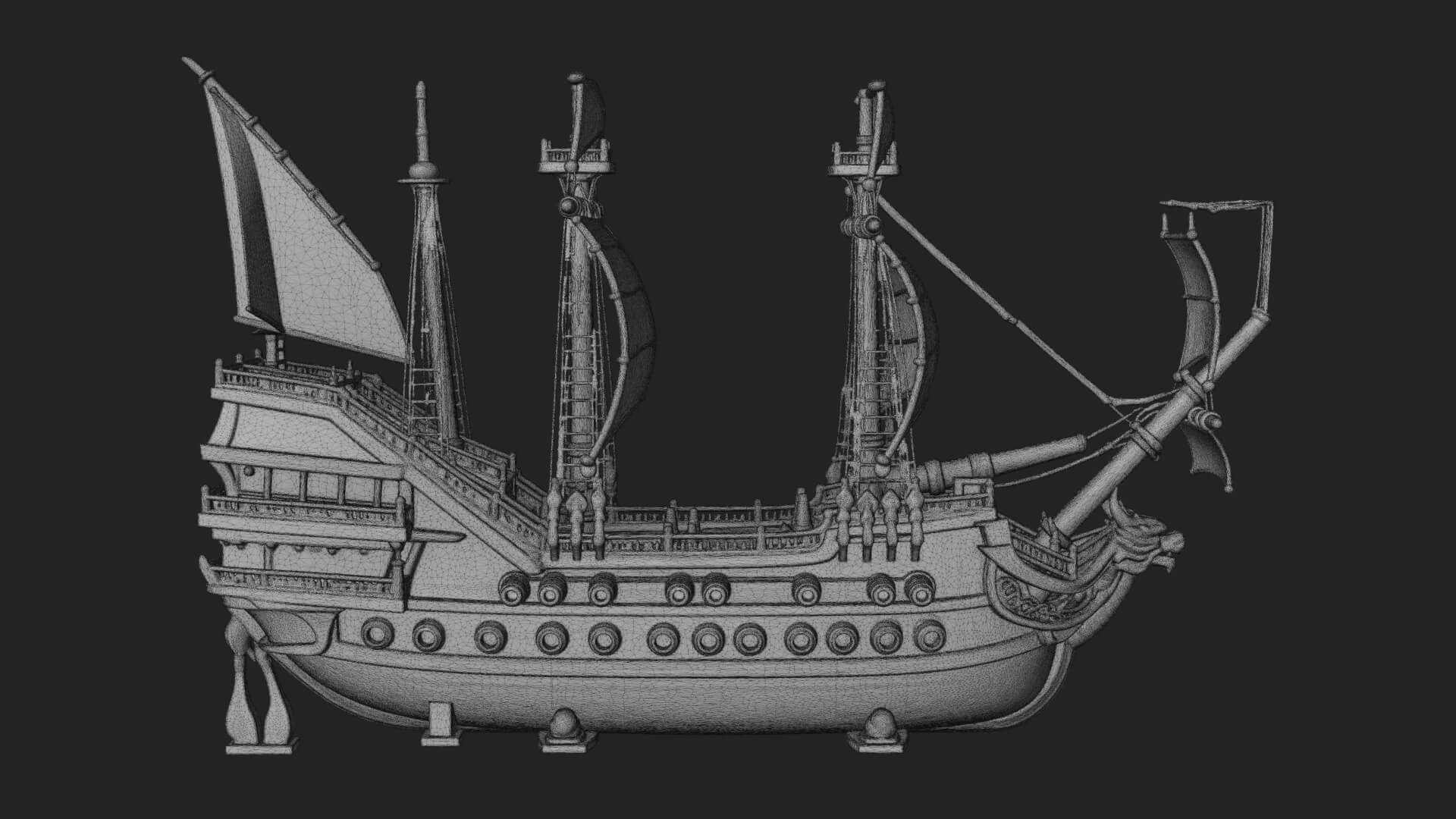 Dragon Prow Galleon Model Design 3 3D Print Model 3D Model