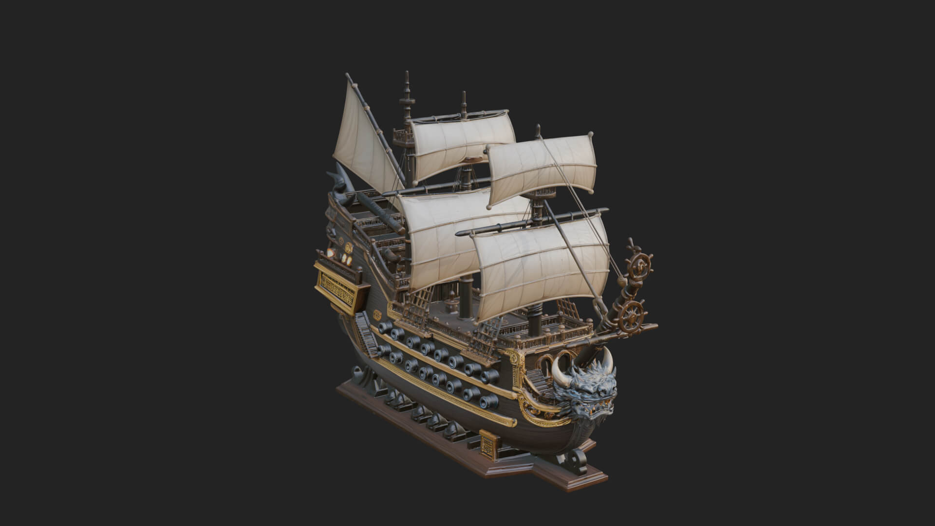 Dragon Prow Galleon Model Design 4 3D Print Model 3D Model