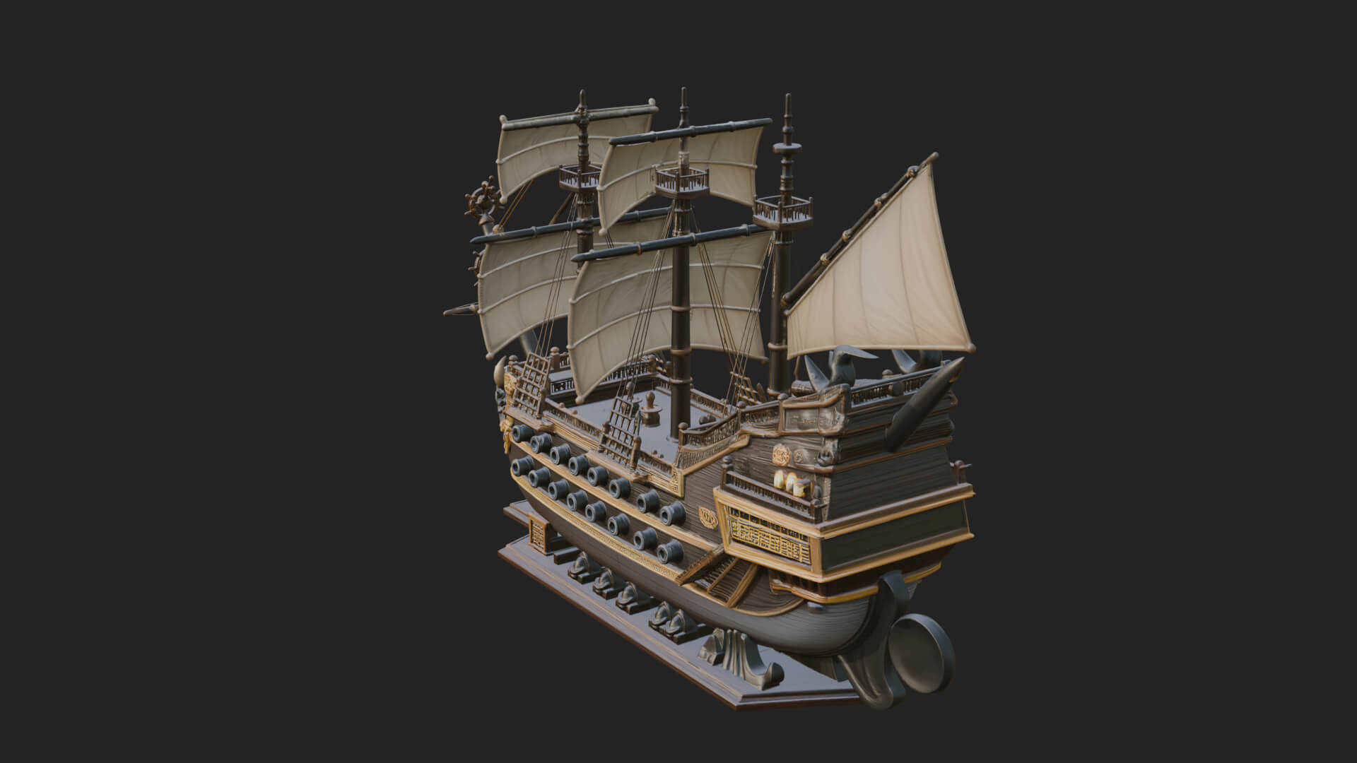 Dragon Prow Galleon Model Design 4 3D Print Model 3D Model