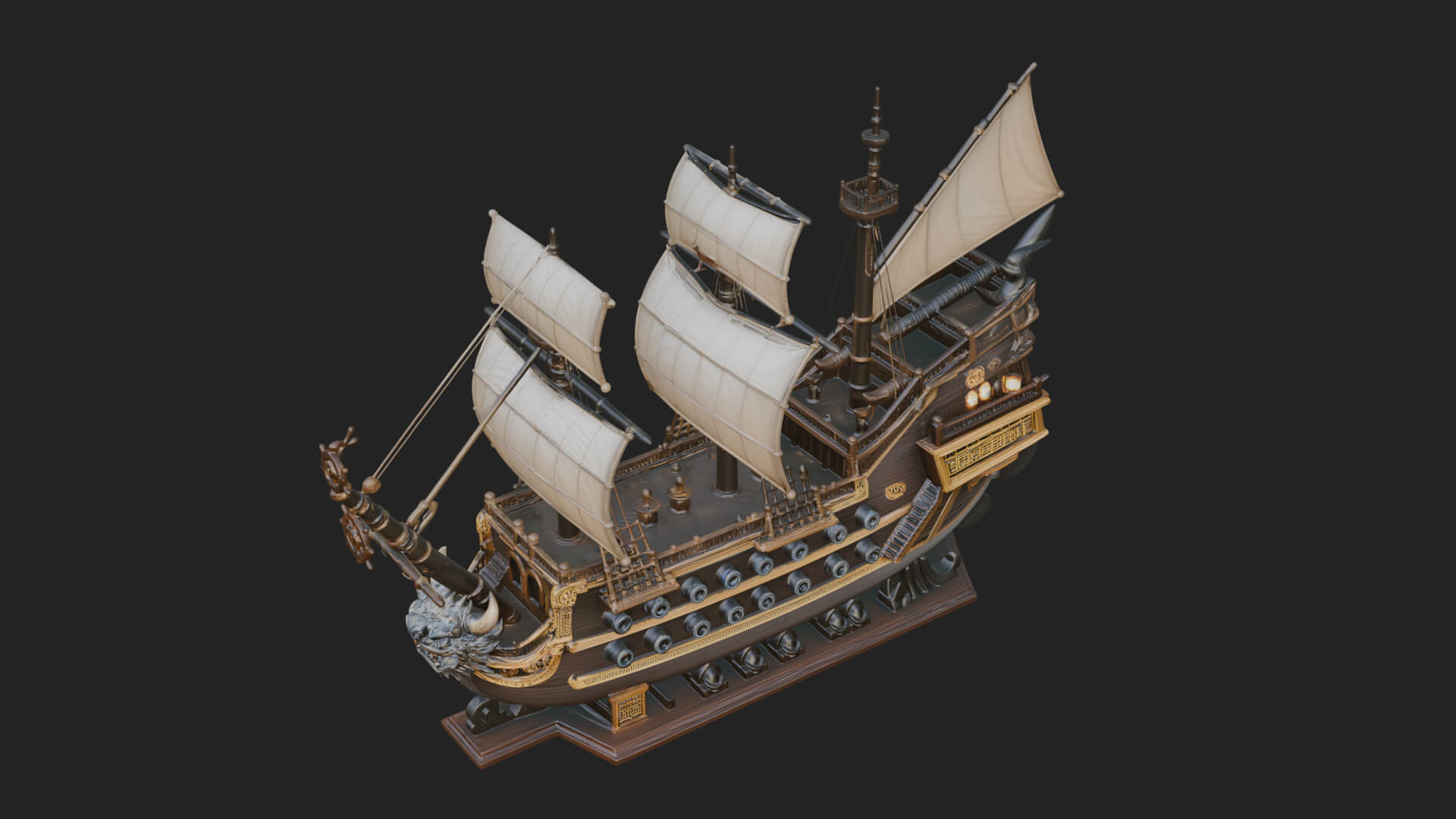 Dragon Prow Galleon Model Design 4 3D Print Model 3D Model