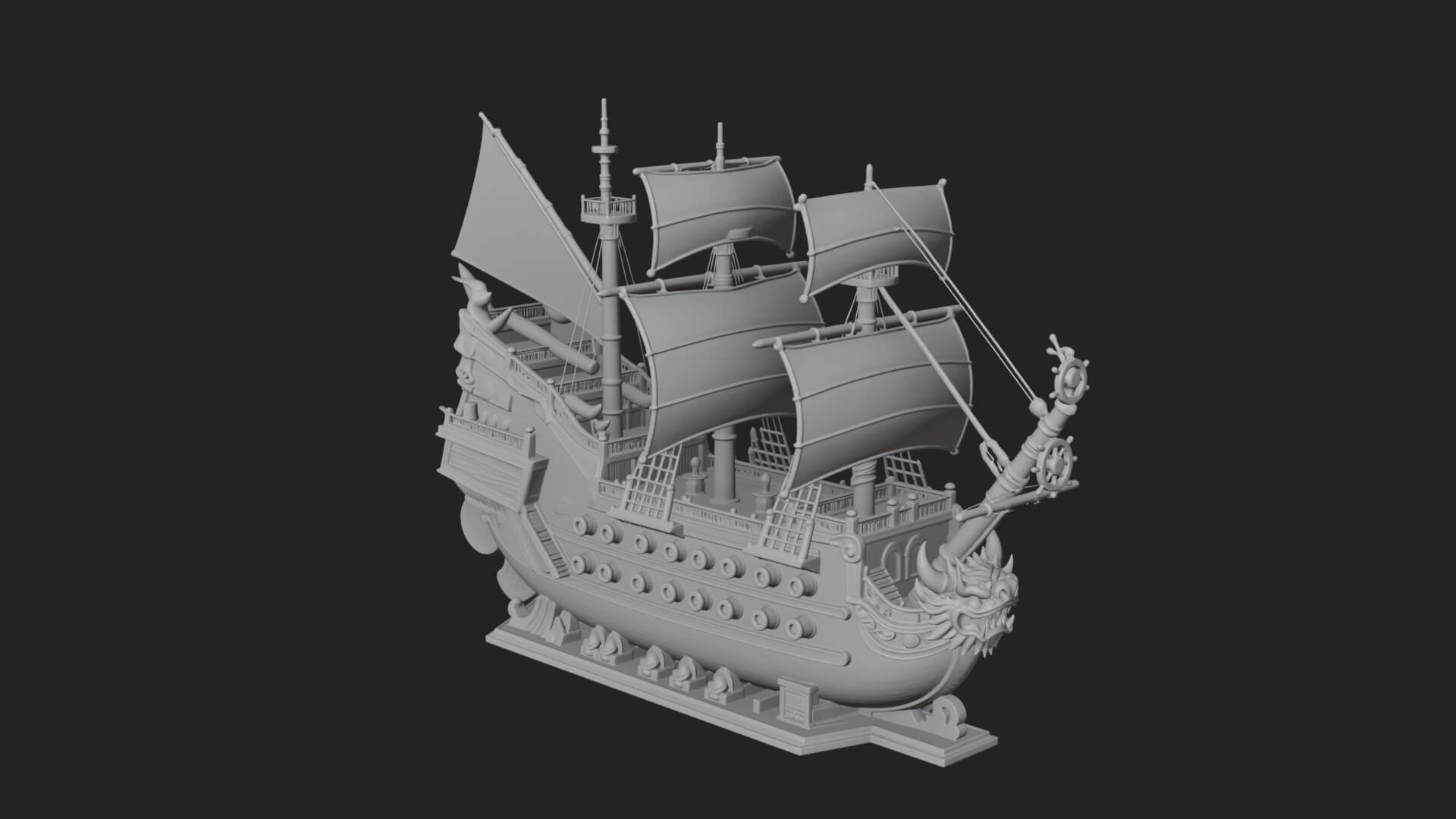 Dragon Prow Galleon Model Design 4 3D Print Model 3D Model
