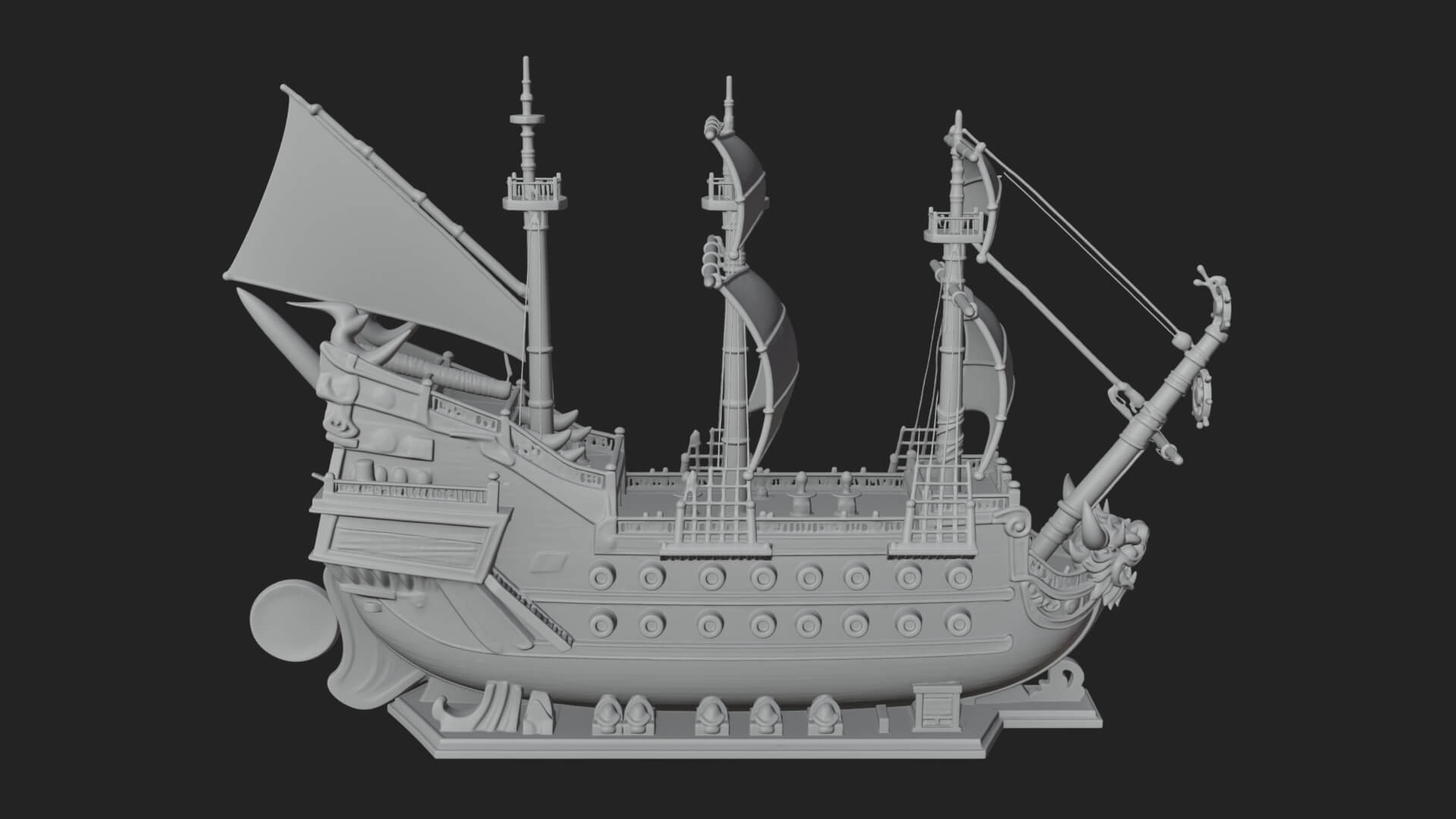 Dragon Prow Galleon Model Design 4 3D Print Model 3D Model