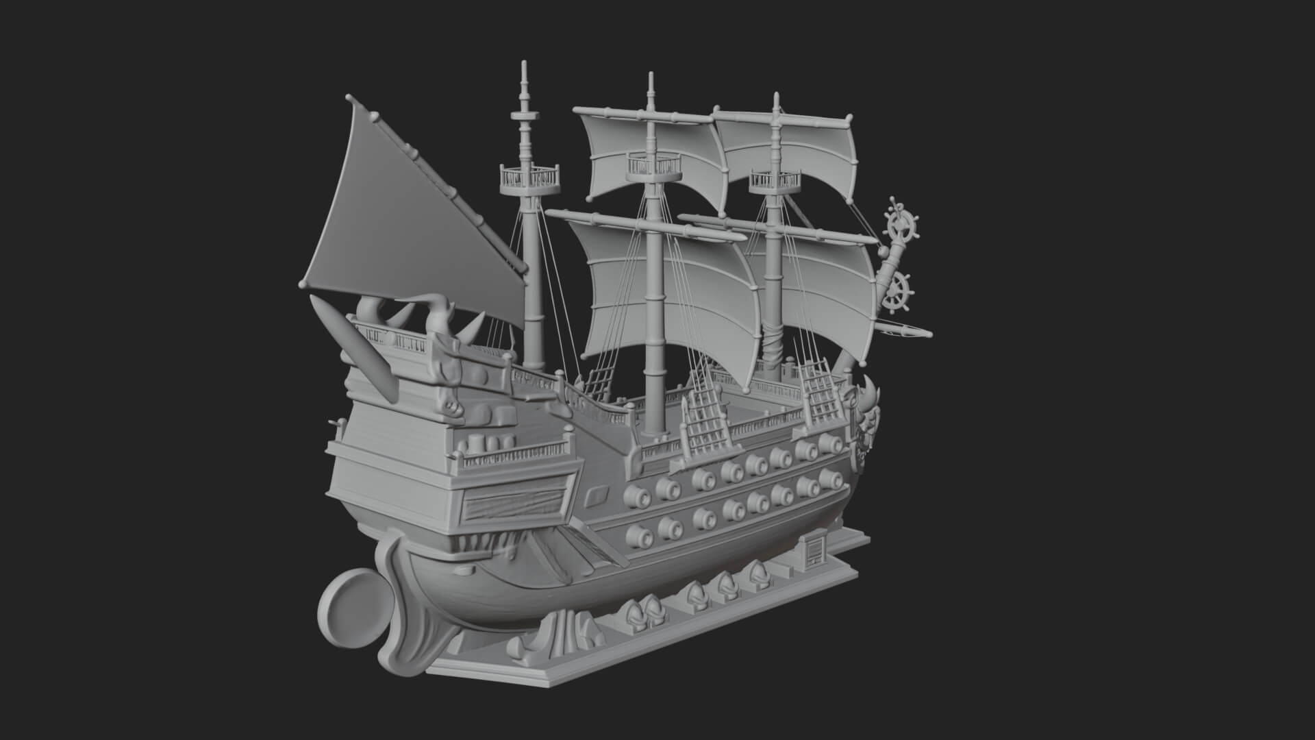 Dragon Prow Galleon Model Design 4 3D Print Model 3D Model