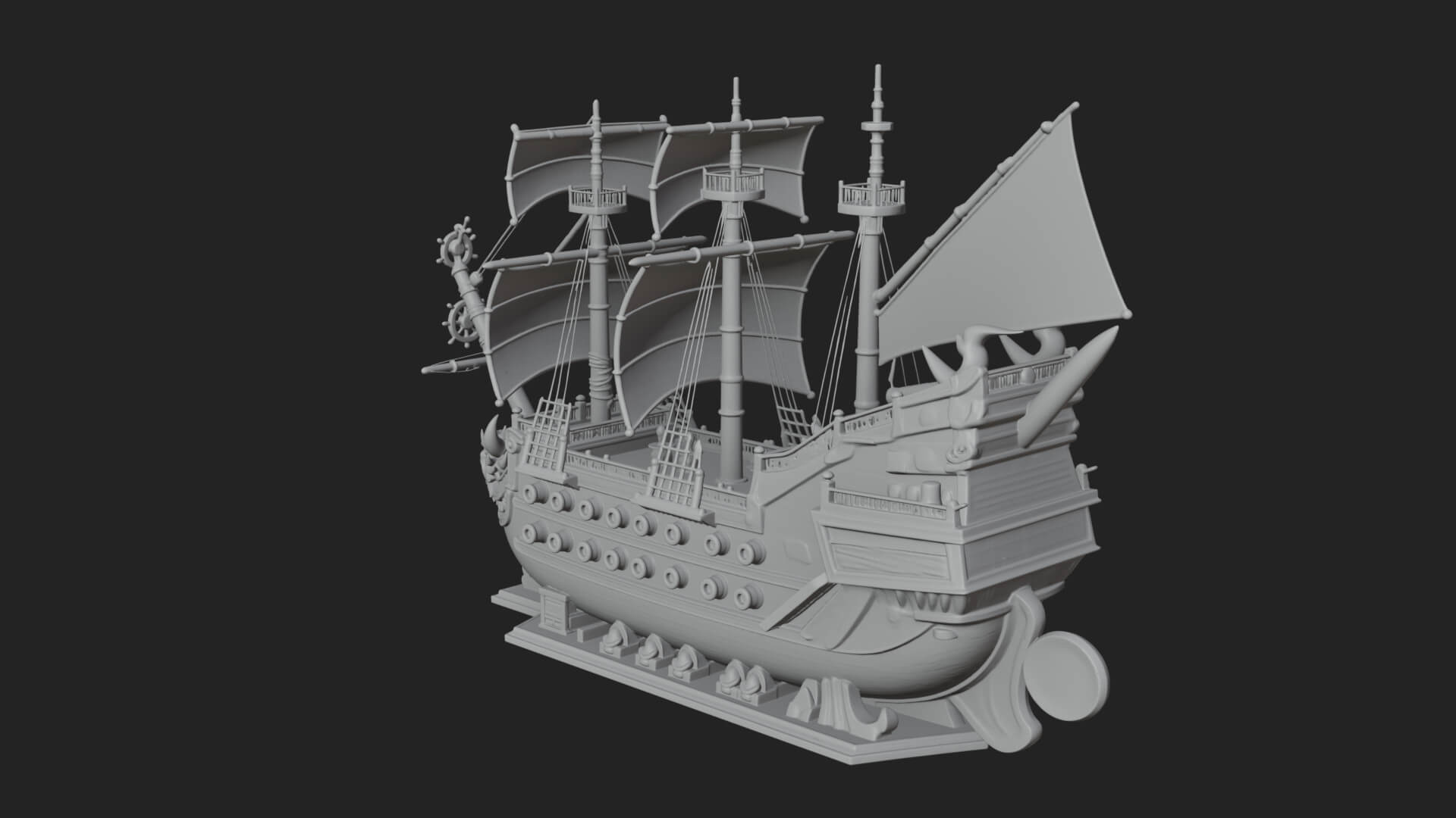 Dragon Prow Galleon Model Design 4 3D Print Model 3D Model