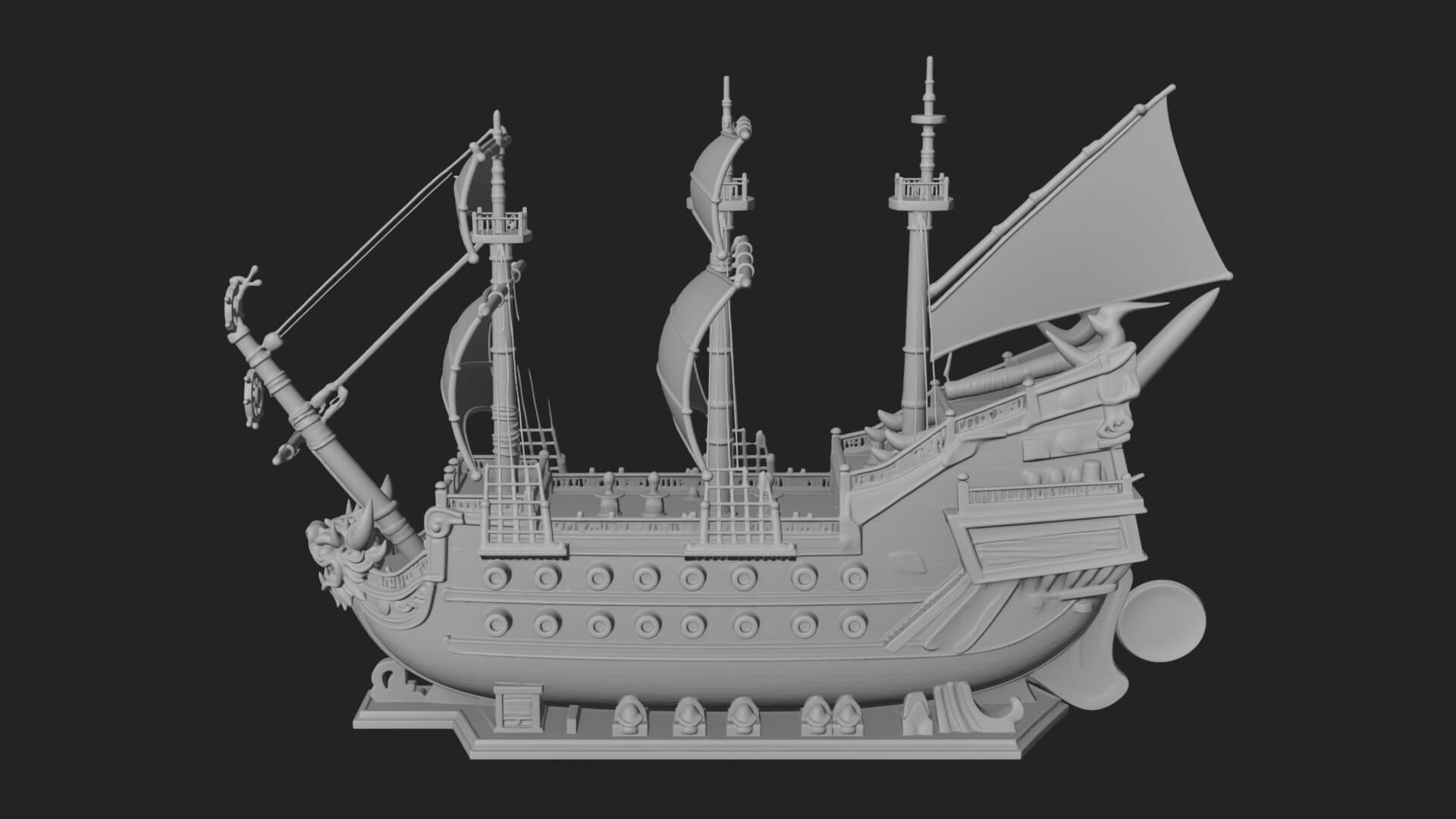 Dragon Prow Galleon Model Design 4 3D Print Model 3D Model