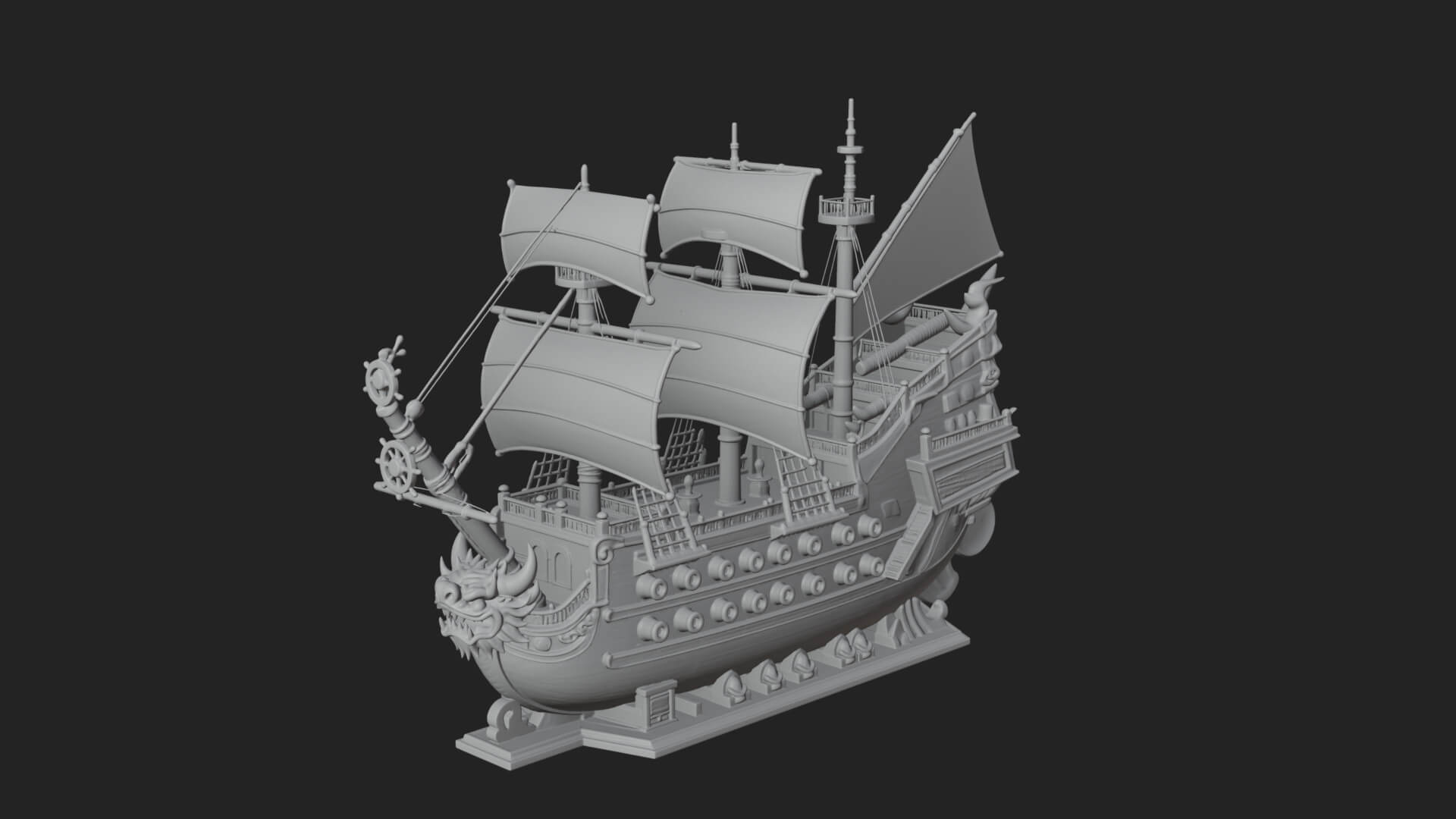 Dragon Prow Galleon Model Design 4 3D Print Model 3D Model