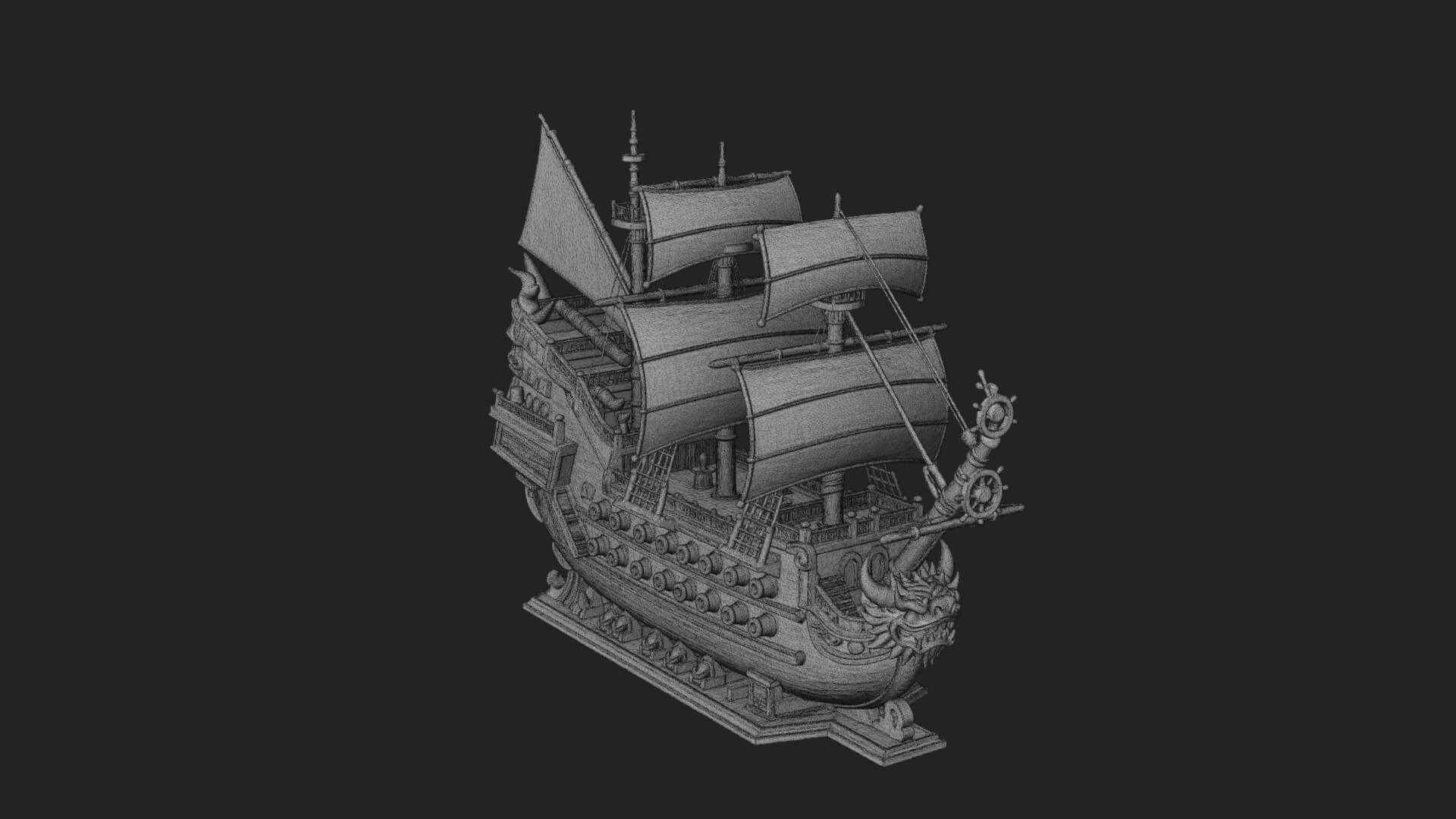 Dragon Prow Galleon Model Design 4 3D Print Model 3D Model