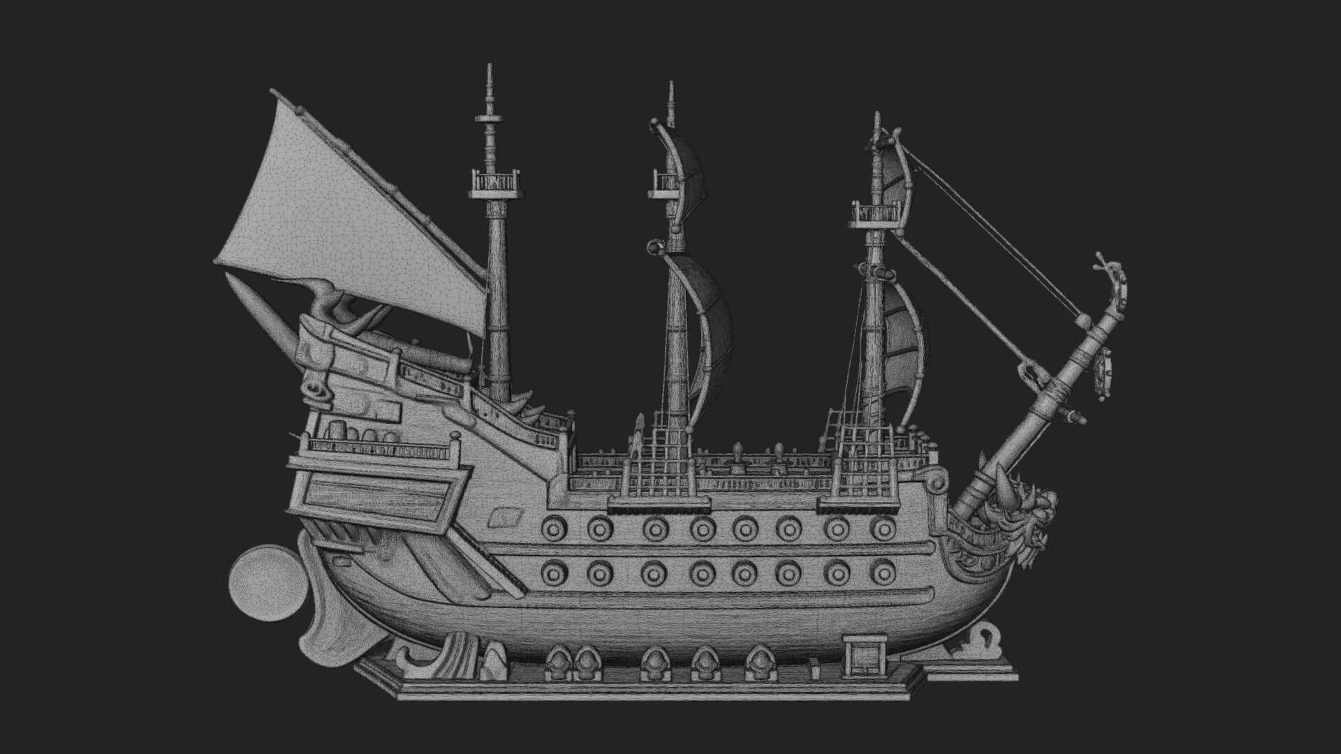 Dragon Prow Galleon Model Design 4 3D Print Model 3D Model