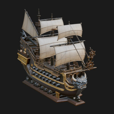 Dragon Prow Galleon Model Design 4 3D Print Model