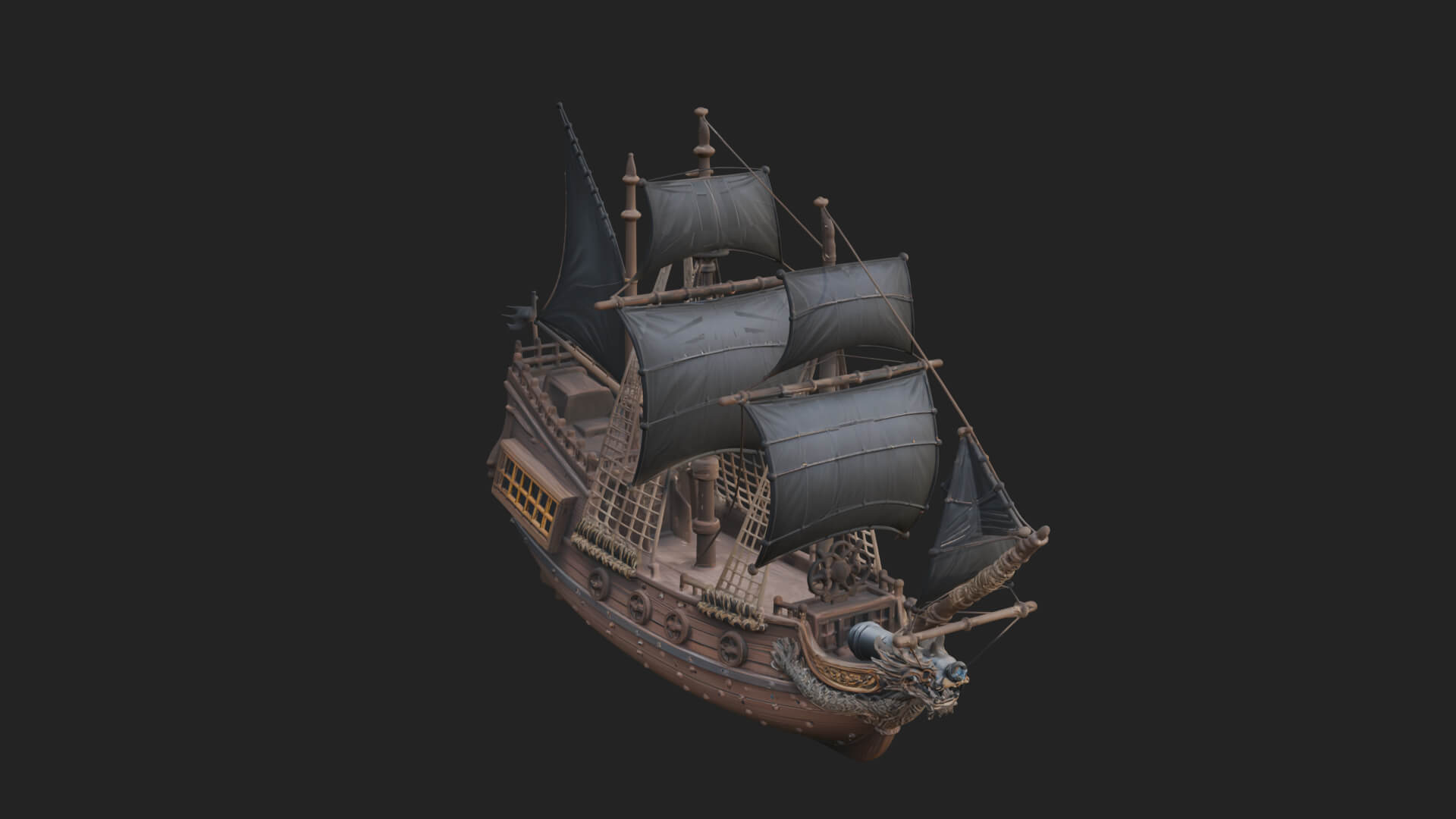 Dragon Prow Galleon Model Design 5 3D Print Model 3D Model