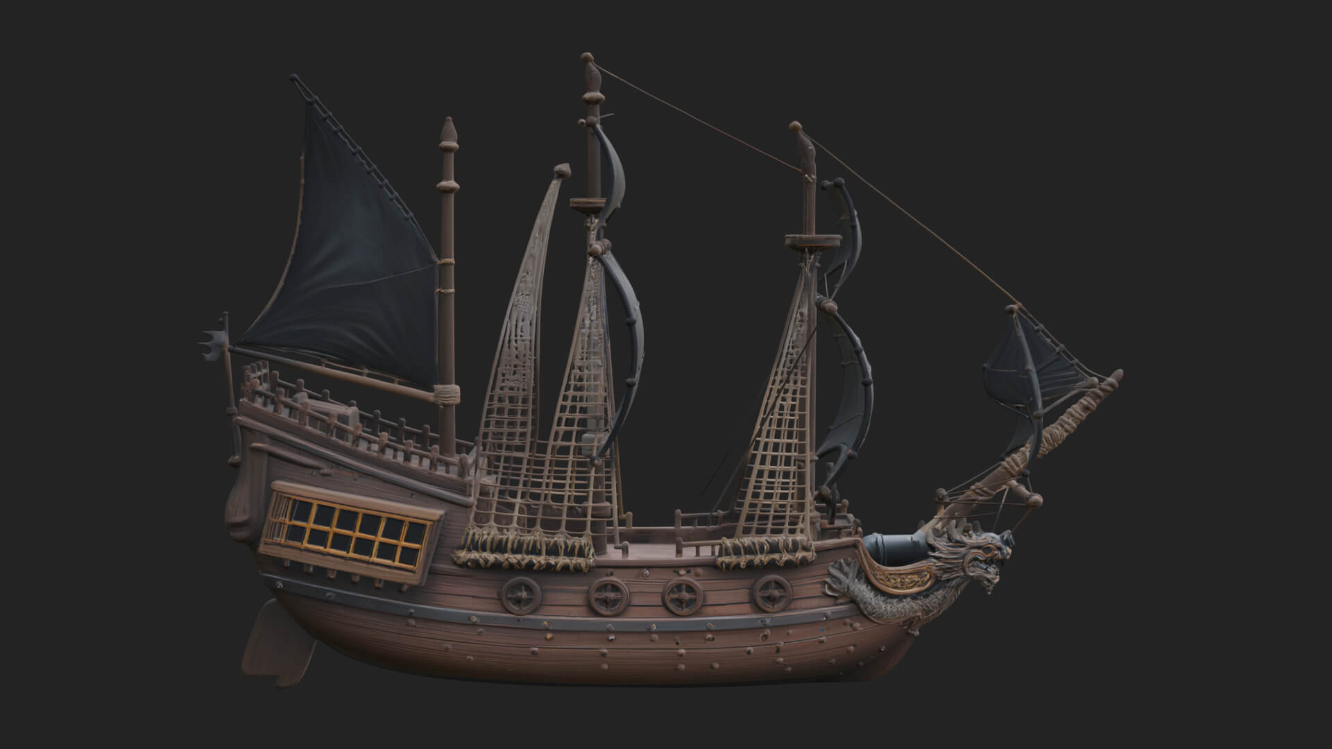 Dragon Prow Galleon Model Design 5 3D Print Model 3D Model