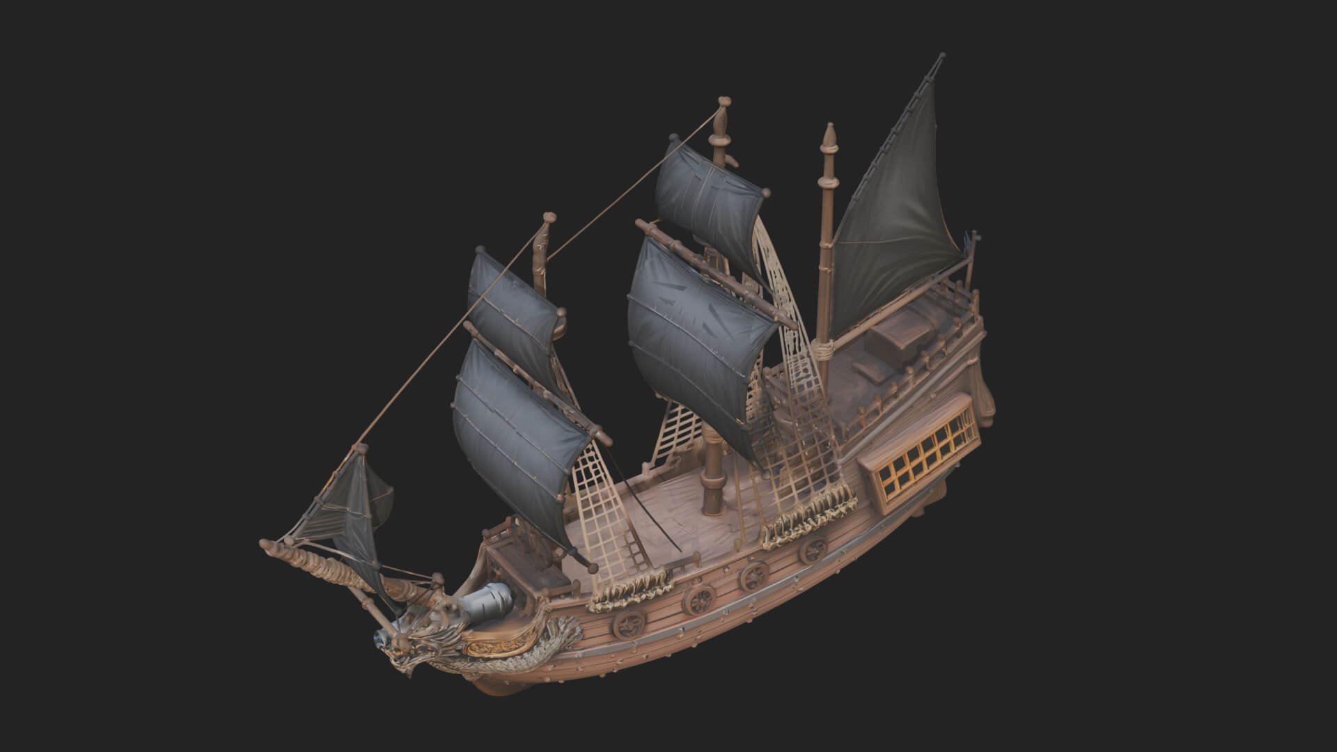 Dragon Prow Galleon Model Design 5 3D Print Model 3D Model