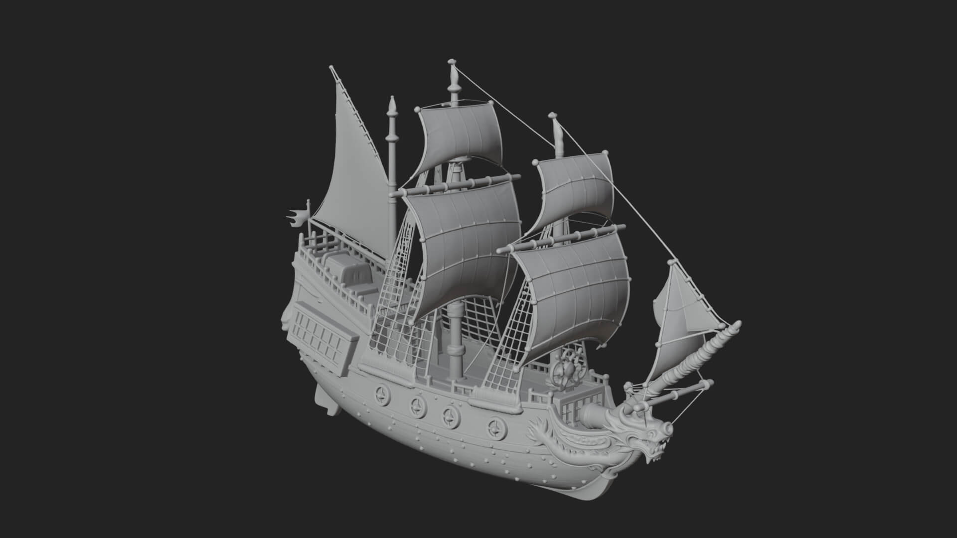 Dragon Prow Galleon Model Design 5 3D Print Model 3D Model