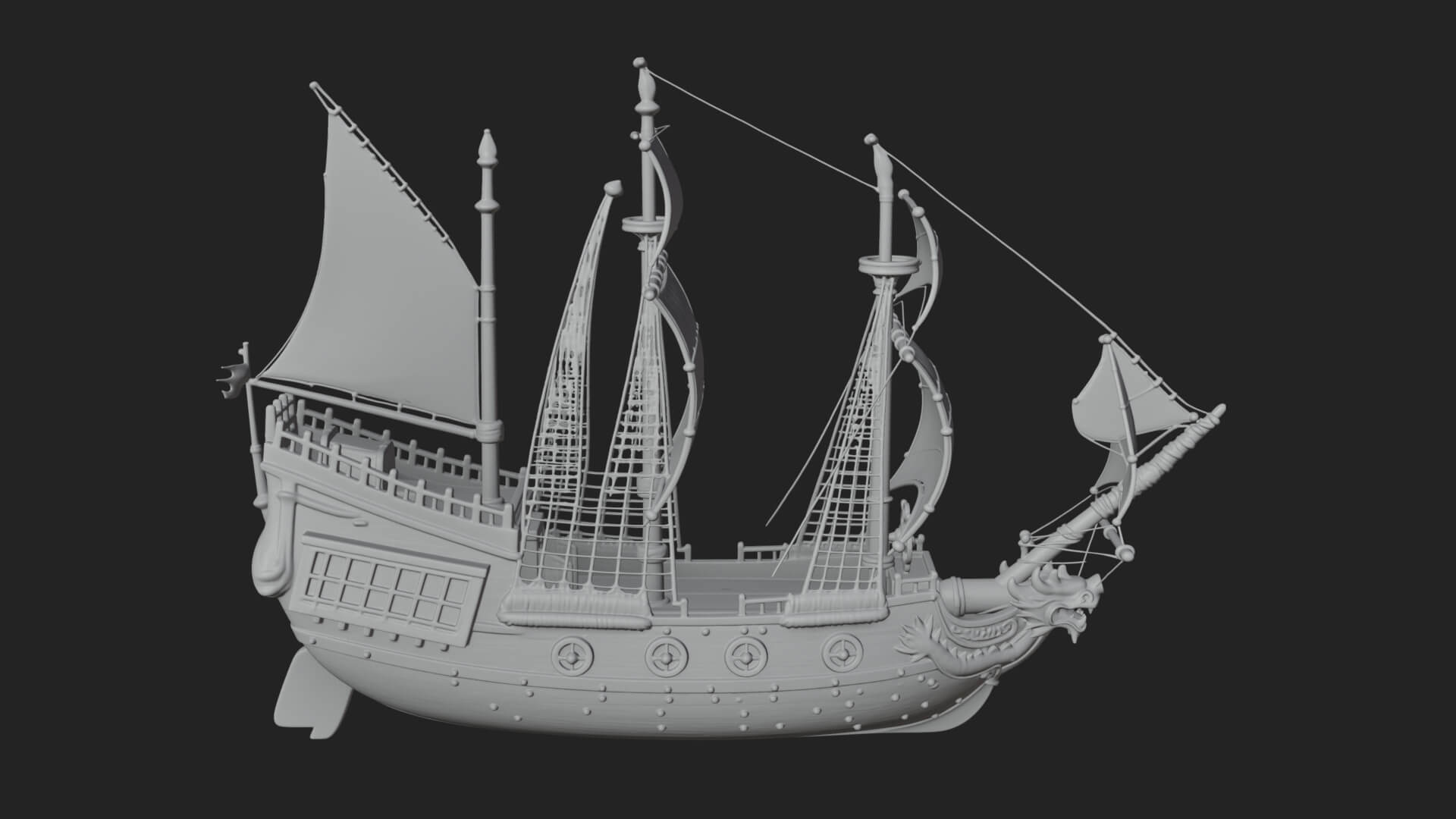 Dragon Prow Galleon Model Design 5 3D Print Model 3D Model