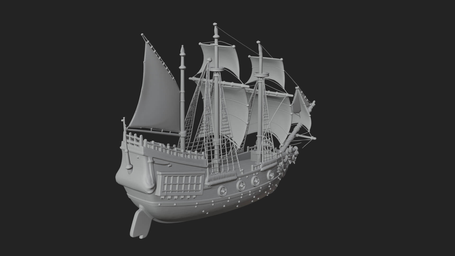 Dragon Prow Galleon Model Design 5 3D Print Model 3D Model
