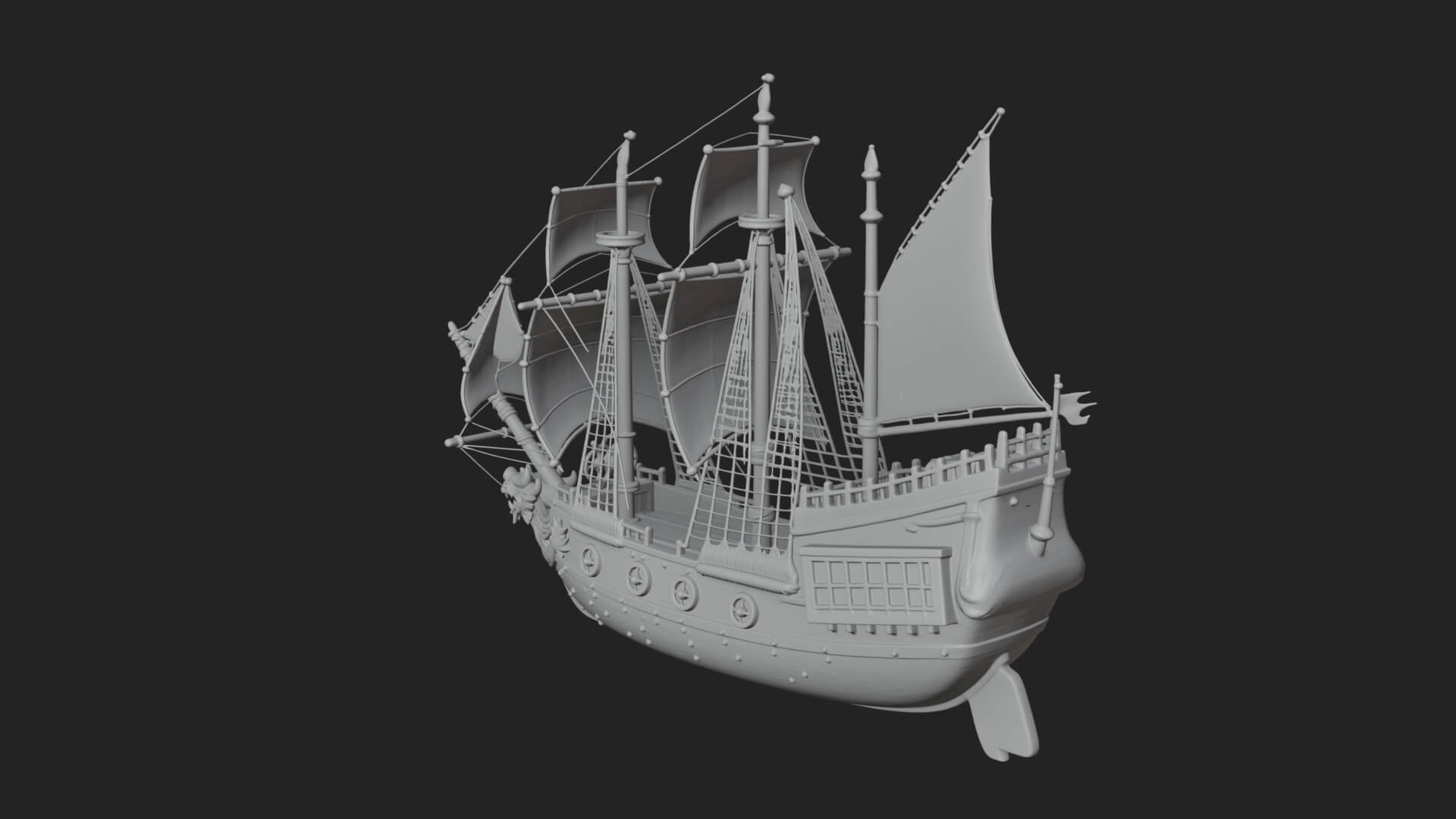 Dragon Prow Galleon Model Design 5 3D Print Model 3D Model