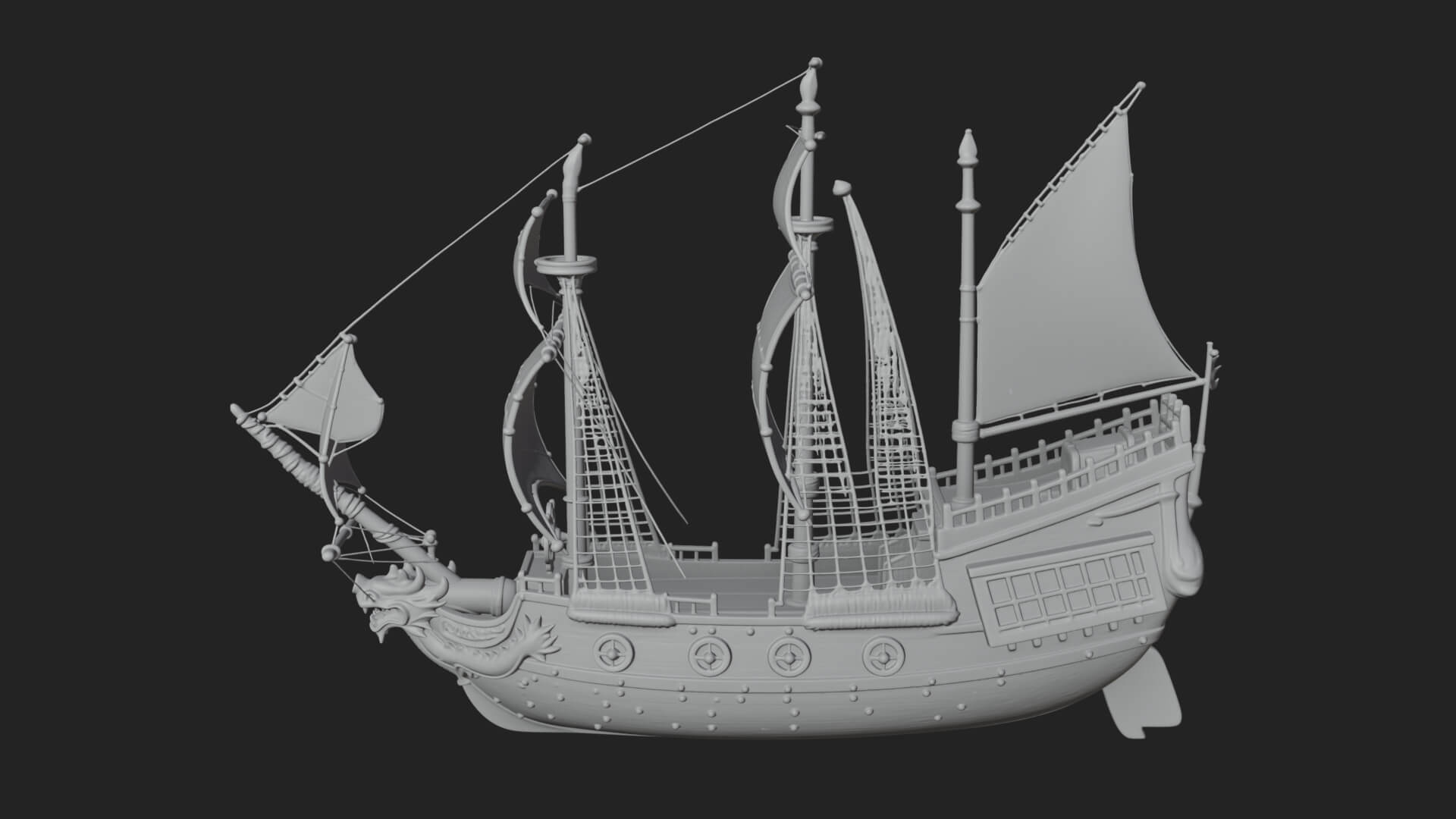 Dragon Prow Galleon Model Design 5 3D Print Model 3D Model