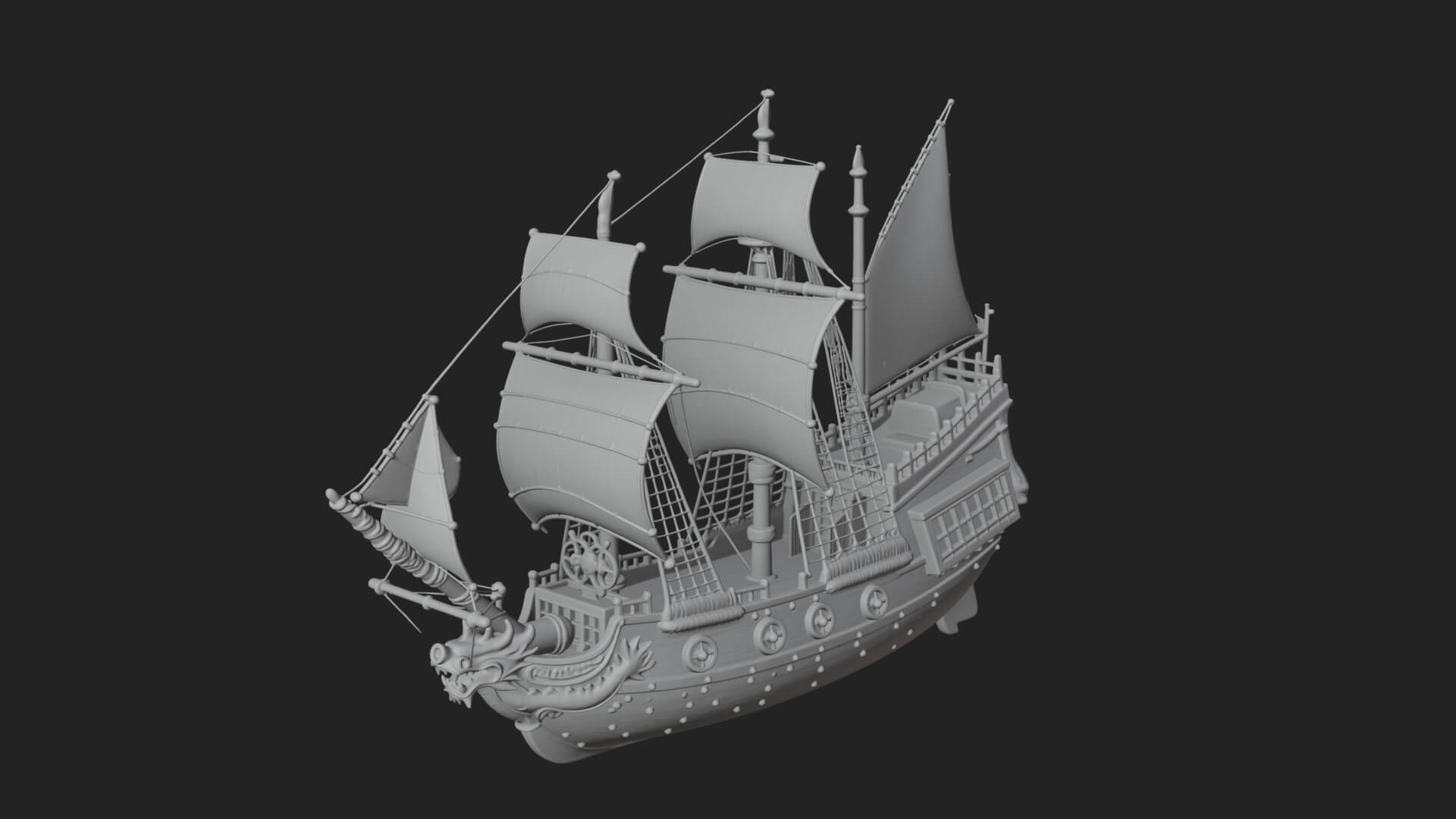 Dragon Prow Galleon Model Design 5 3D Print Model 3D Model