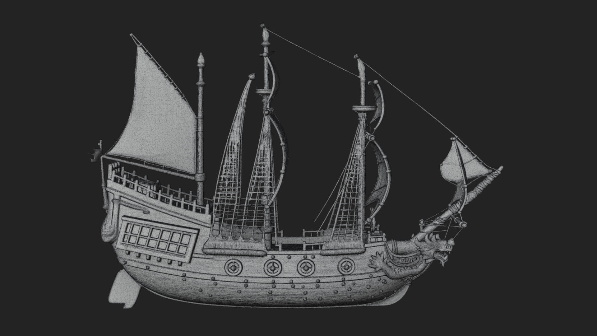 Dragon Prow Galleon Model Design 5 3D Print Model 3D Model