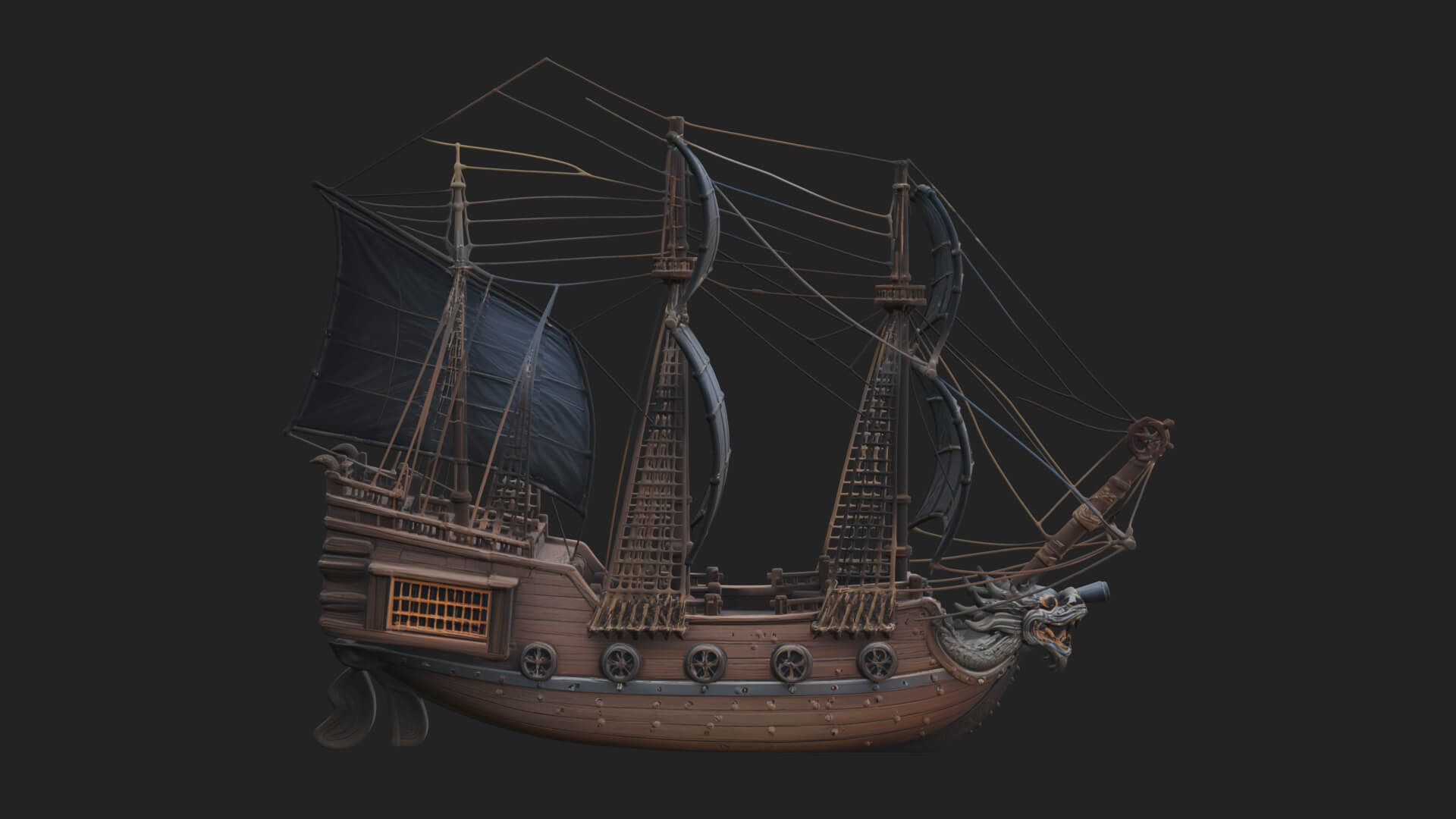 Dragon Prow Galleon Model Design 6 3D Print Model 3D Model