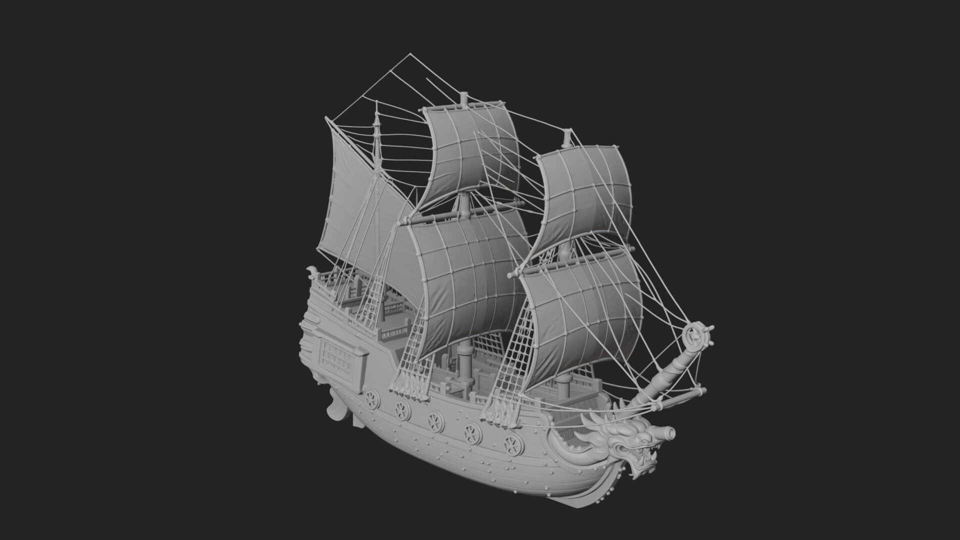 Dragon Prow Galleon Model Design 6 3D Print Model 3D Model