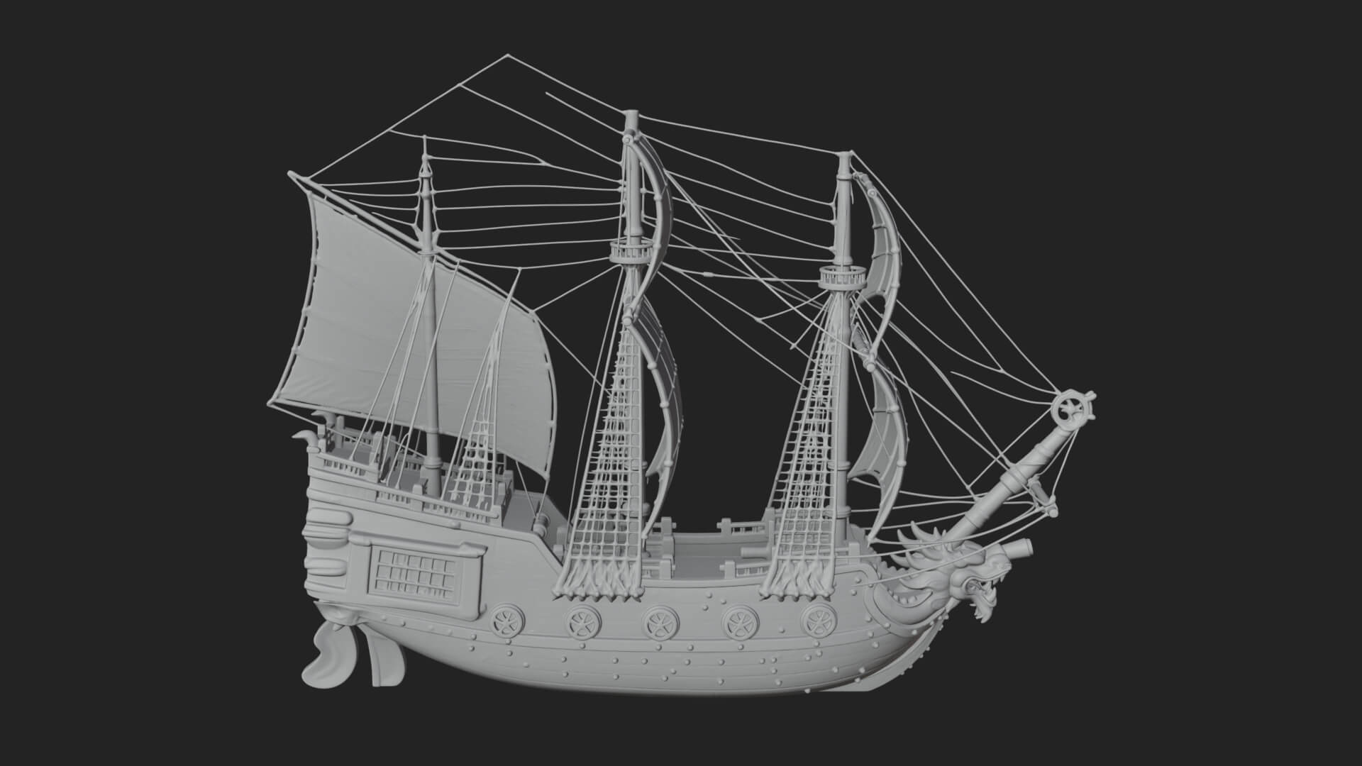 Dragon Prow Galleon Model Design 6 3D Print Model 3D Model