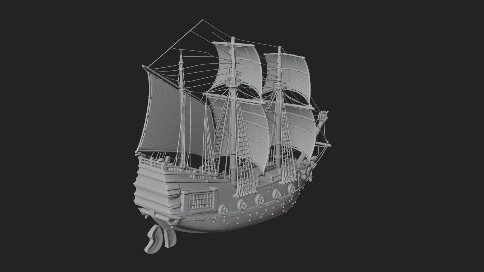 Dragon Prow Galleon Model Design 6 3D Print Model 3D Model