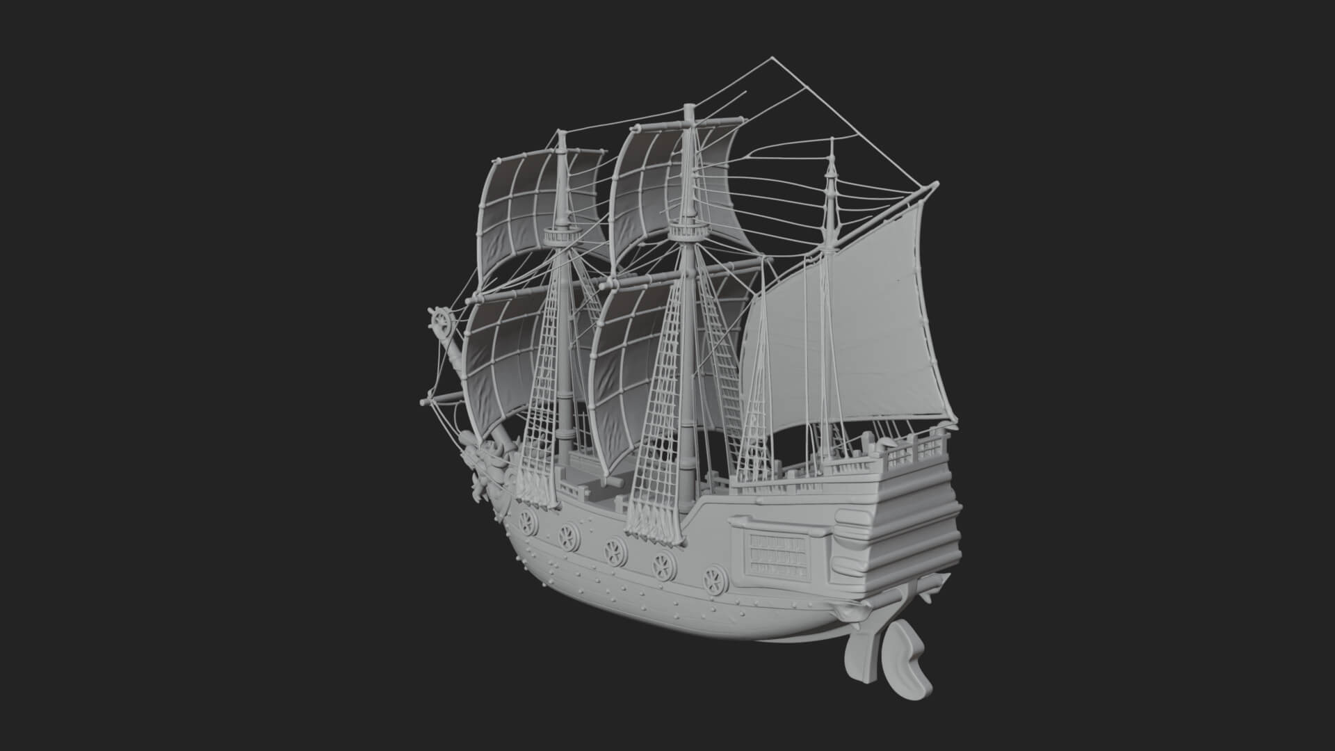 Dragon Prow Galleon Model Design 6 3D Print Model 3D Model