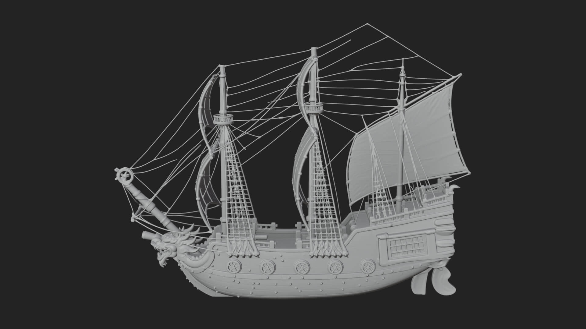 Dragon Prow Galleon Model Design 6 3D Print Model 3D Model