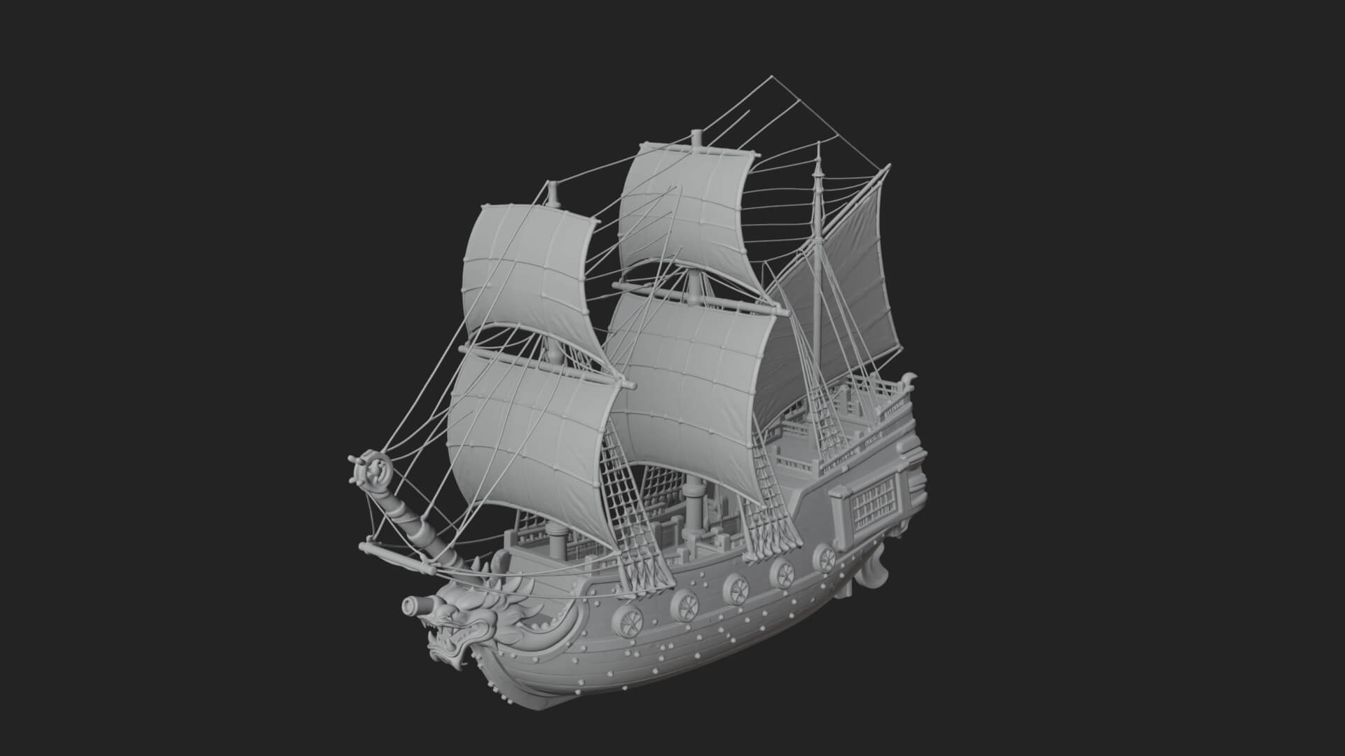 Dragon Prow Galleon Model Design 6 3D Print Model 3D Model